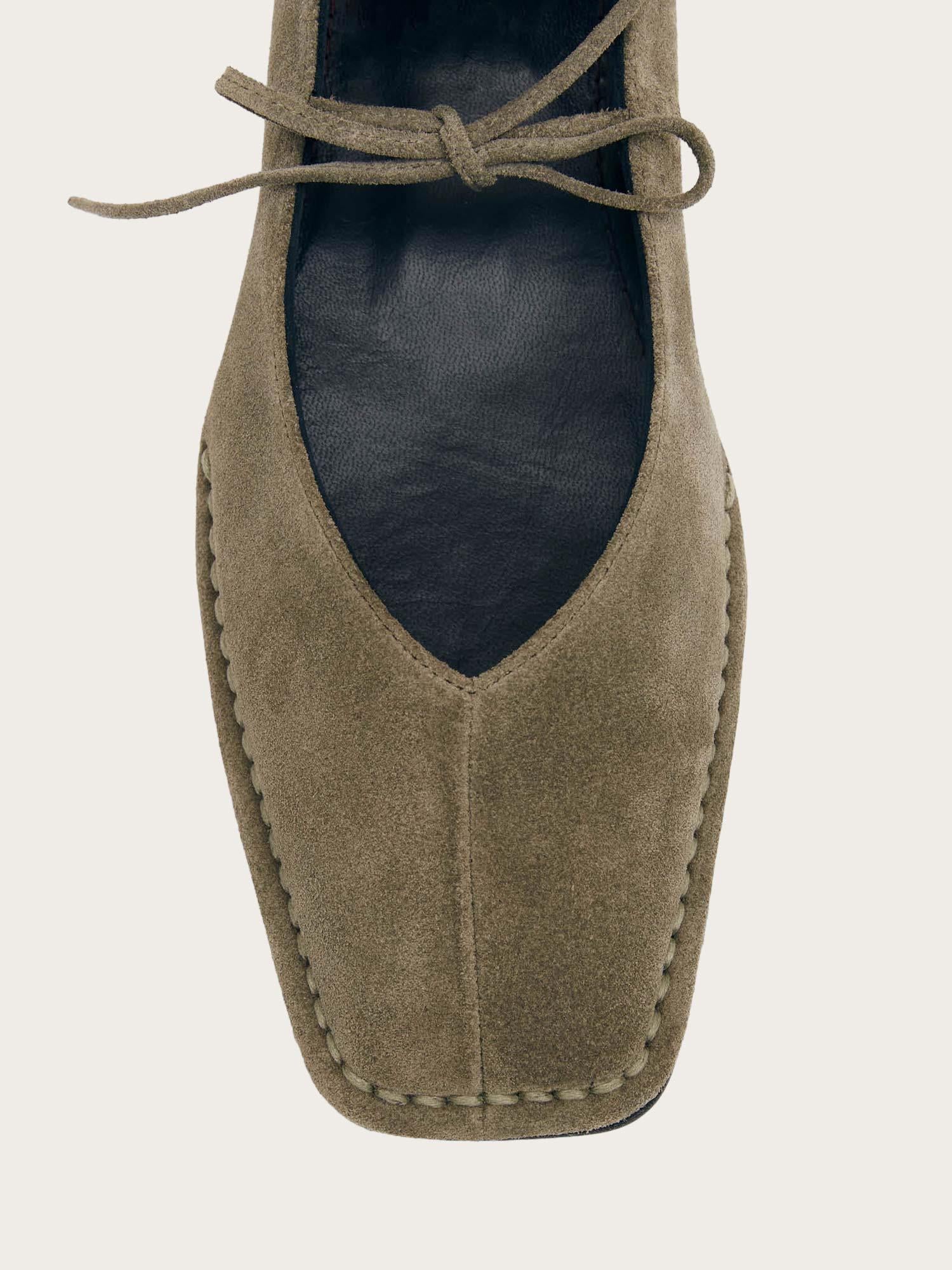 Sway Suede Khaki Leather Ballet Flats