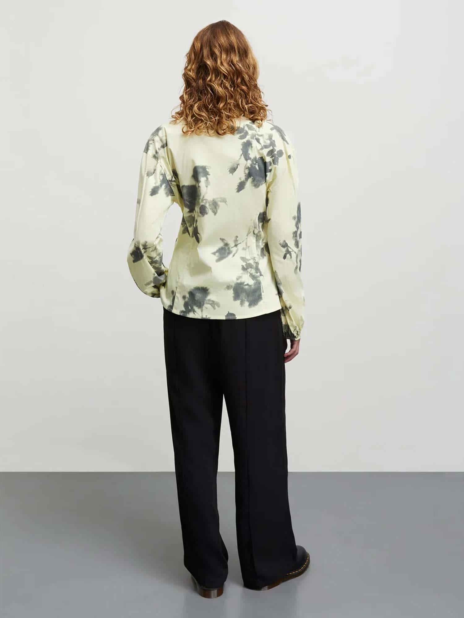 Poplinea Clara Shirt AOP - Ink Flower AOP/tender Yellow