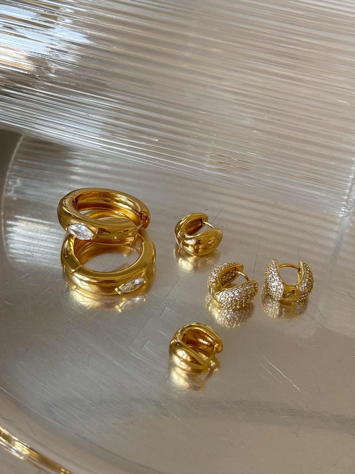Elysian Pavé Huggies - Gold