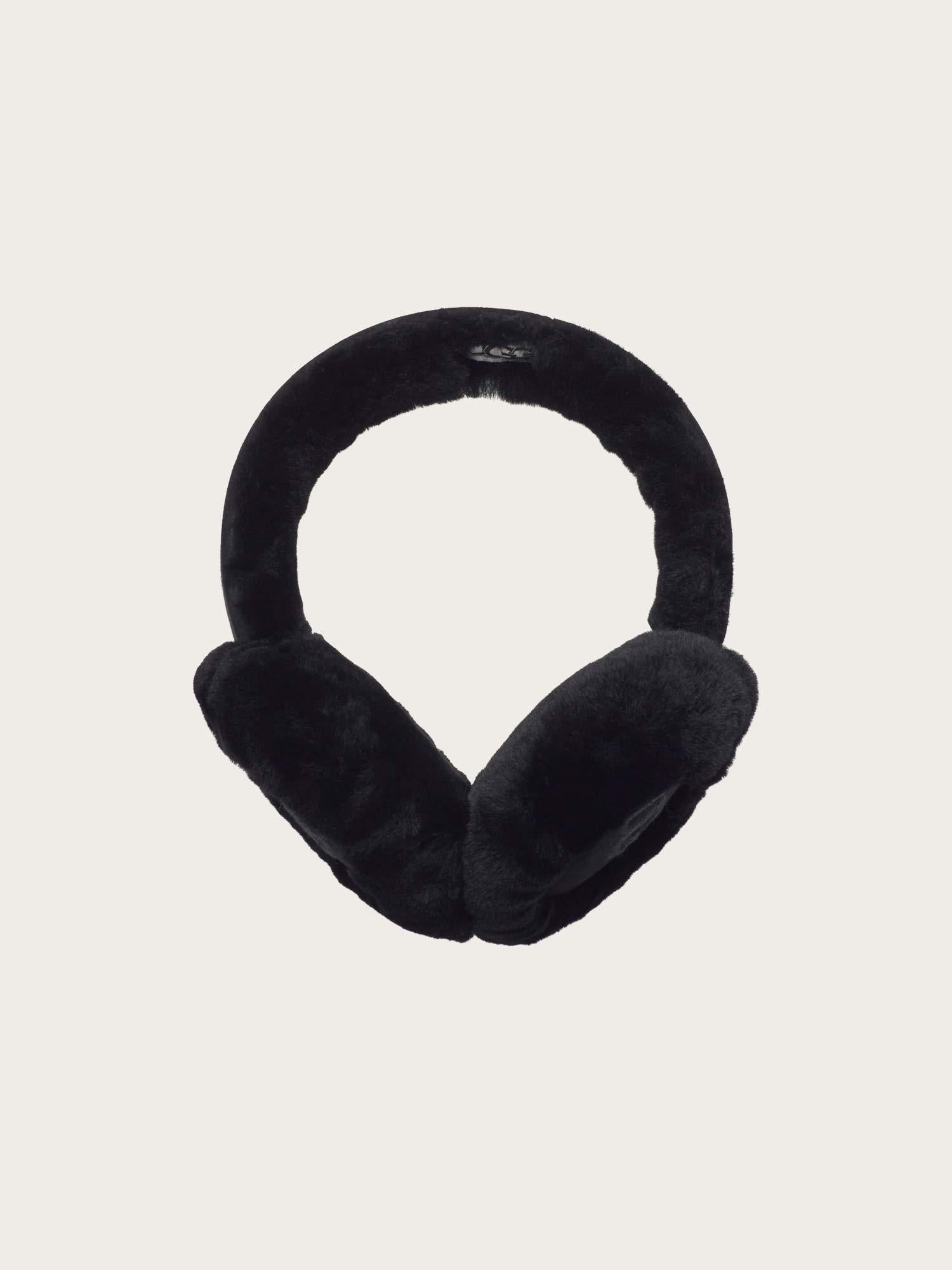 Sheepskin Embroidered Earmuff - Black