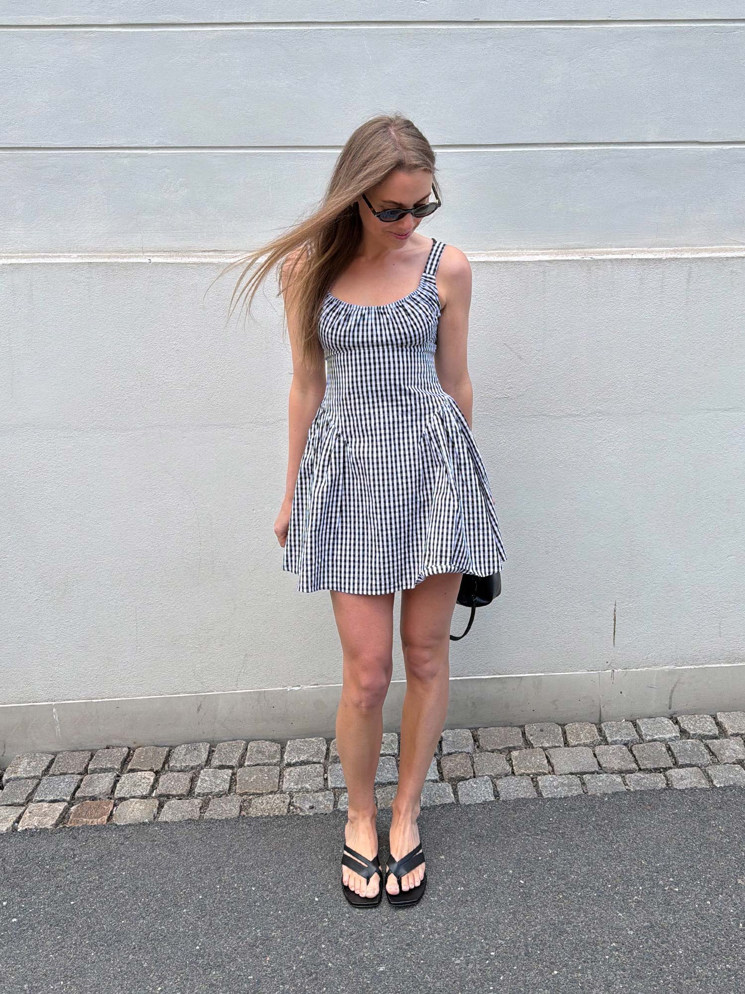 Marcella Mini Dress - Black Textured Gingham