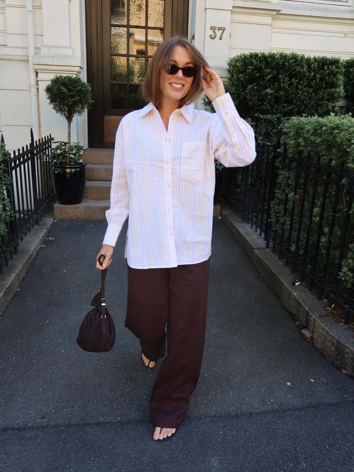 Bibi Crepe Shirt - Light Yellow Stripe