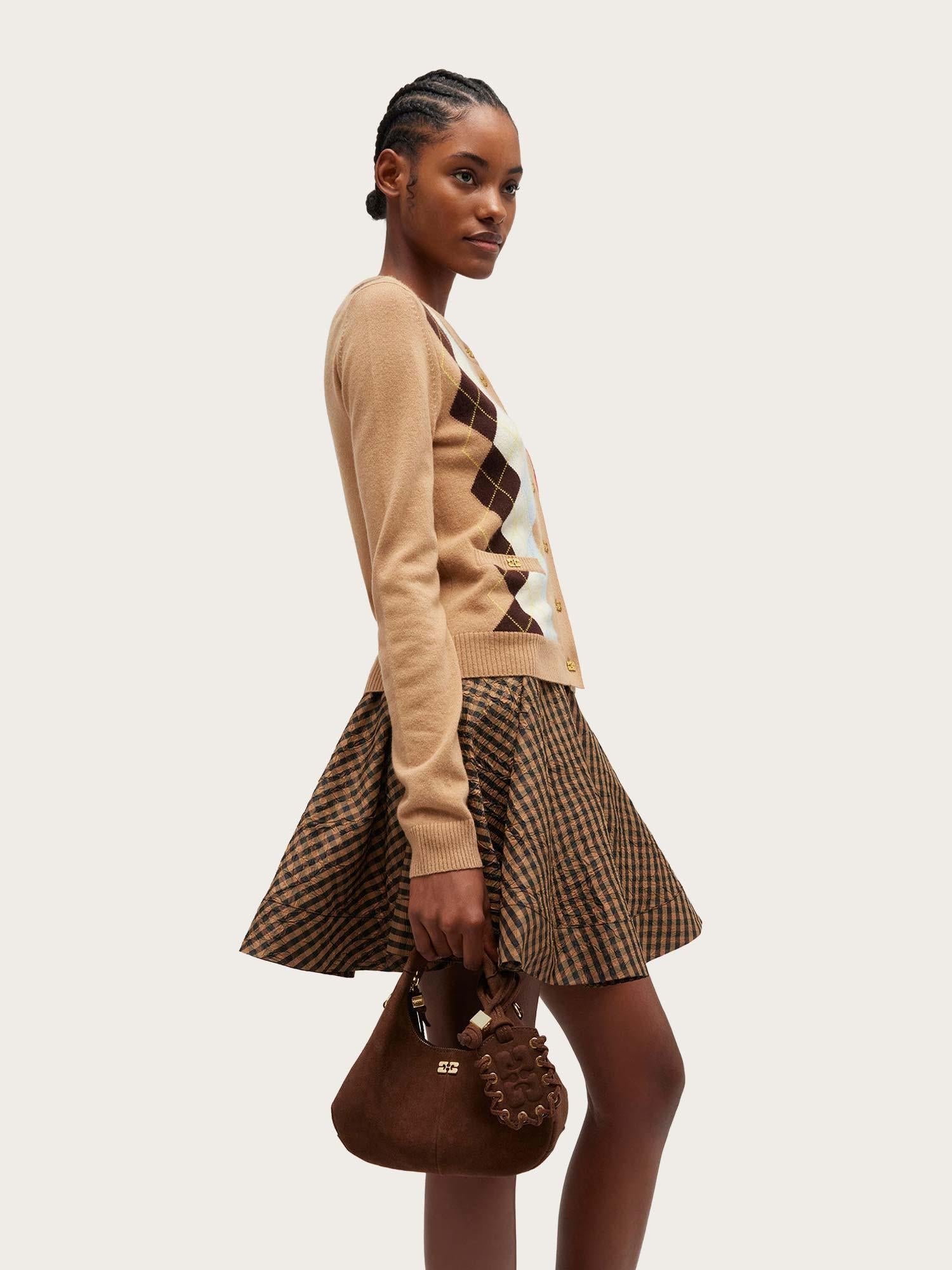 Hobo Mini Recycled Suede Pelinova - Chicory Coffee