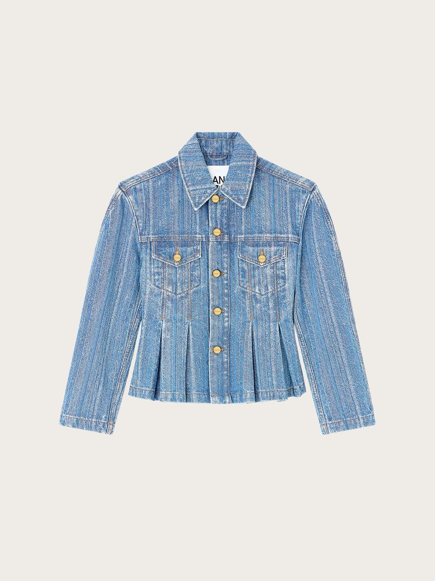 Structured Denim Fitted Jacket - Mid Blue Stone