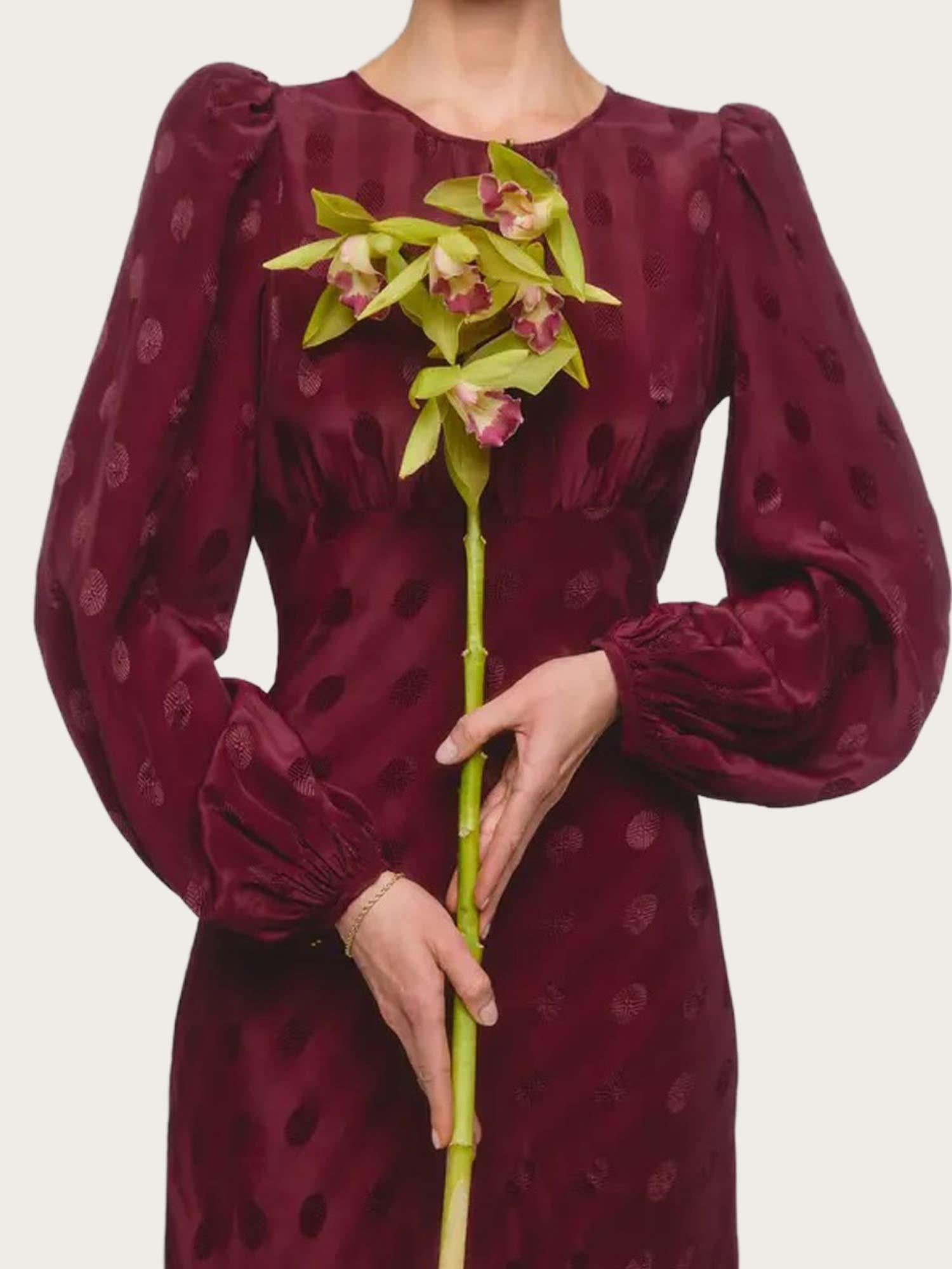 Viscose Midi Dress - burgundy
