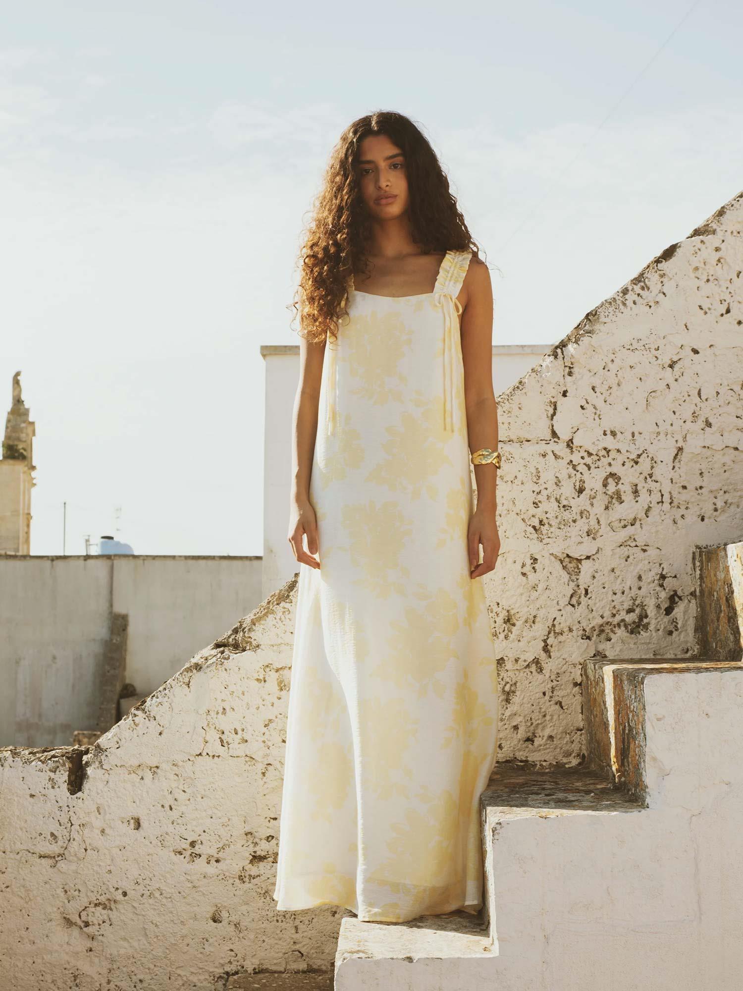 Zaha Dress - Yellow Floral Print