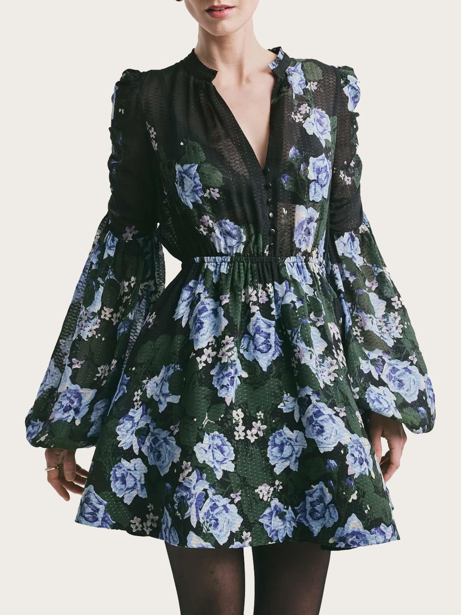 Georgette V-Neck Dress - Amadora