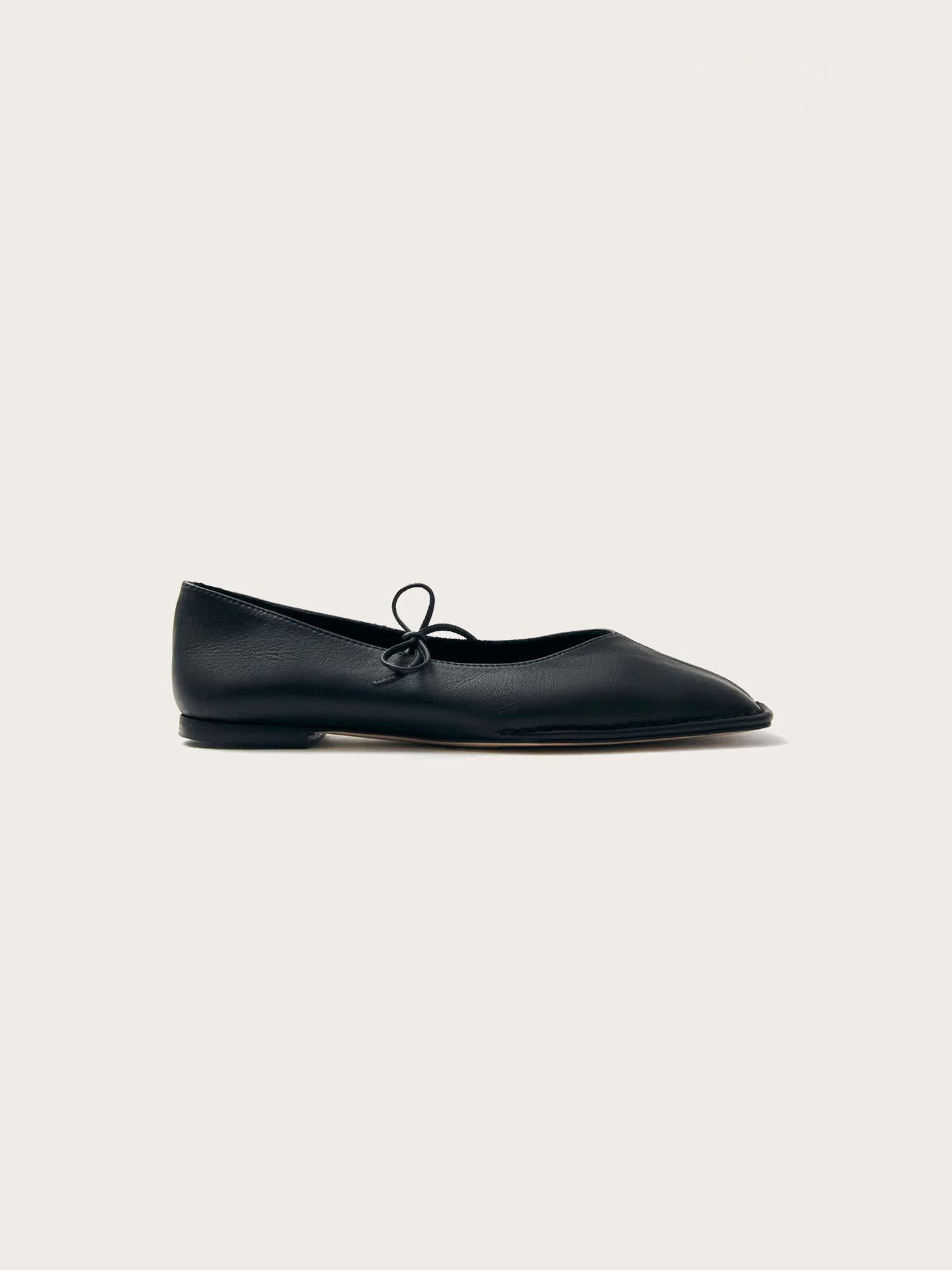 Sway Black Leather Ballet Flats