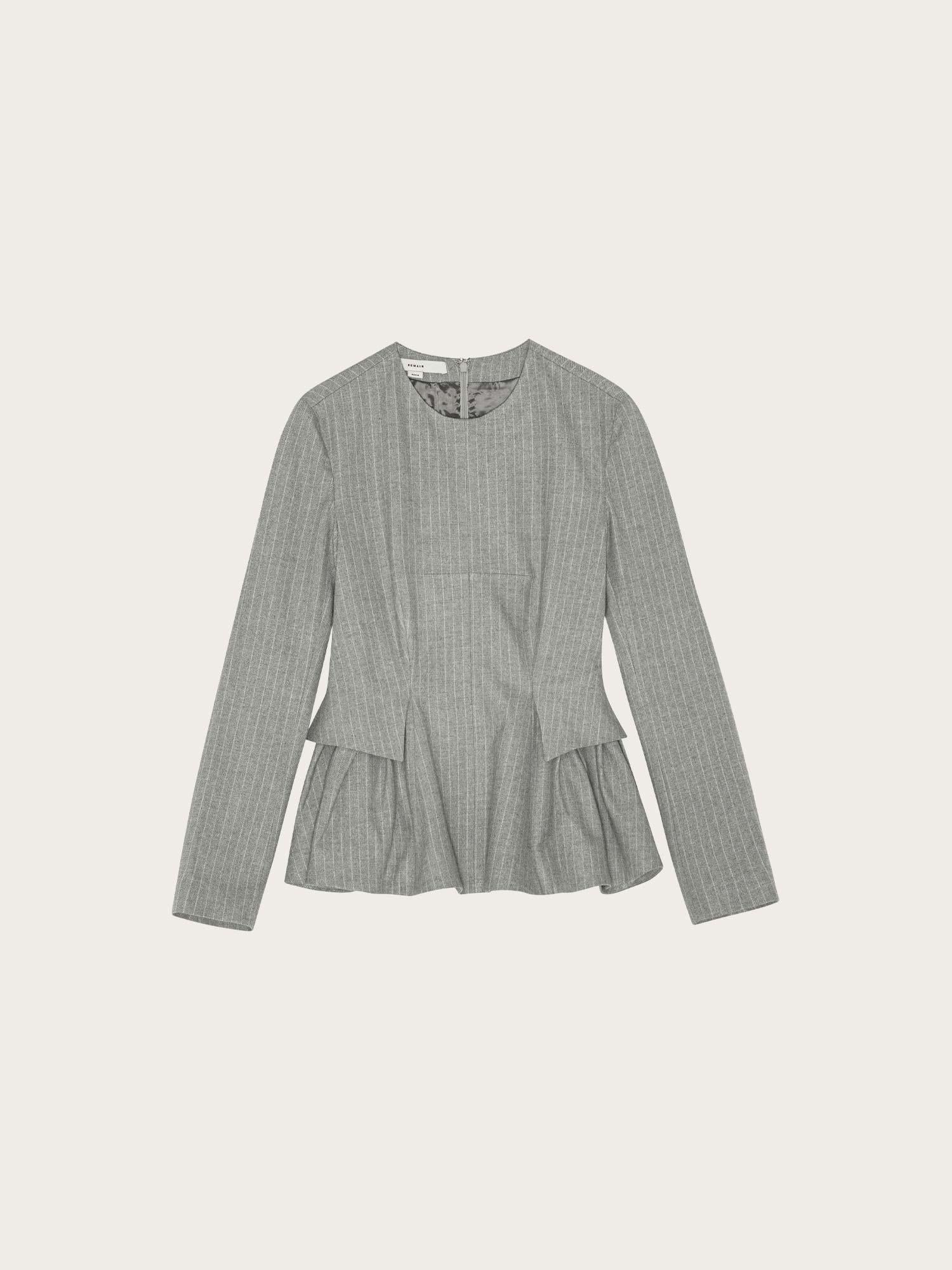 Long Sleeve Peplum Top - Titanium Comb