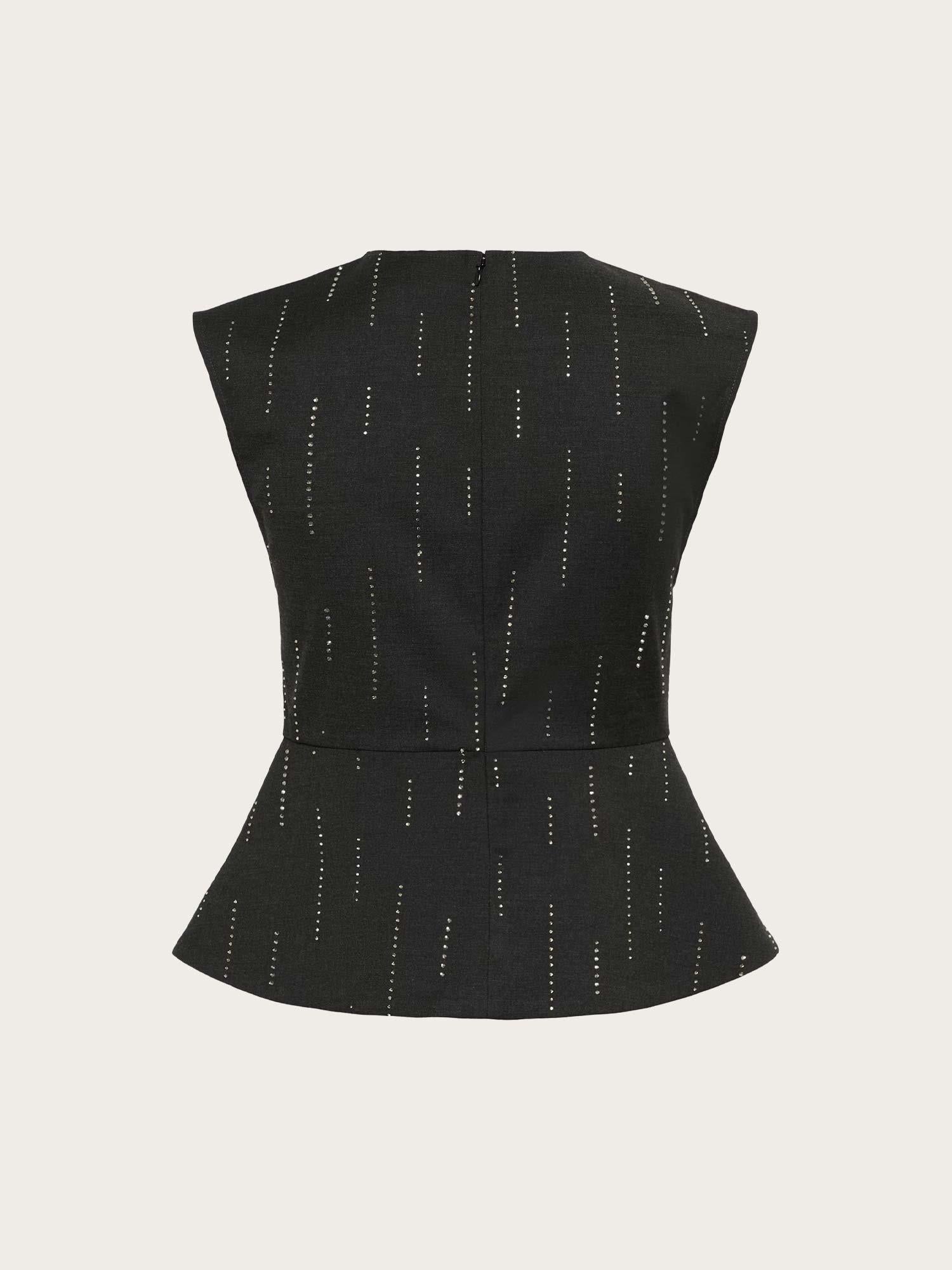 Adira Peplum Top - Dark Grey Melange