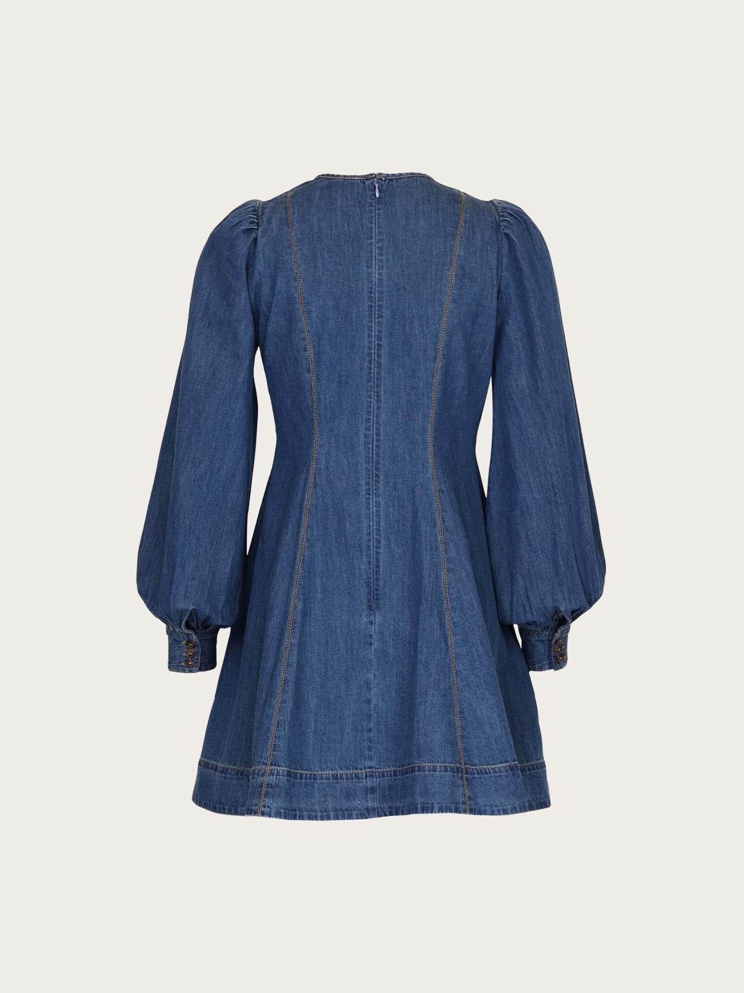 Denim Fitted Dress - French Blue