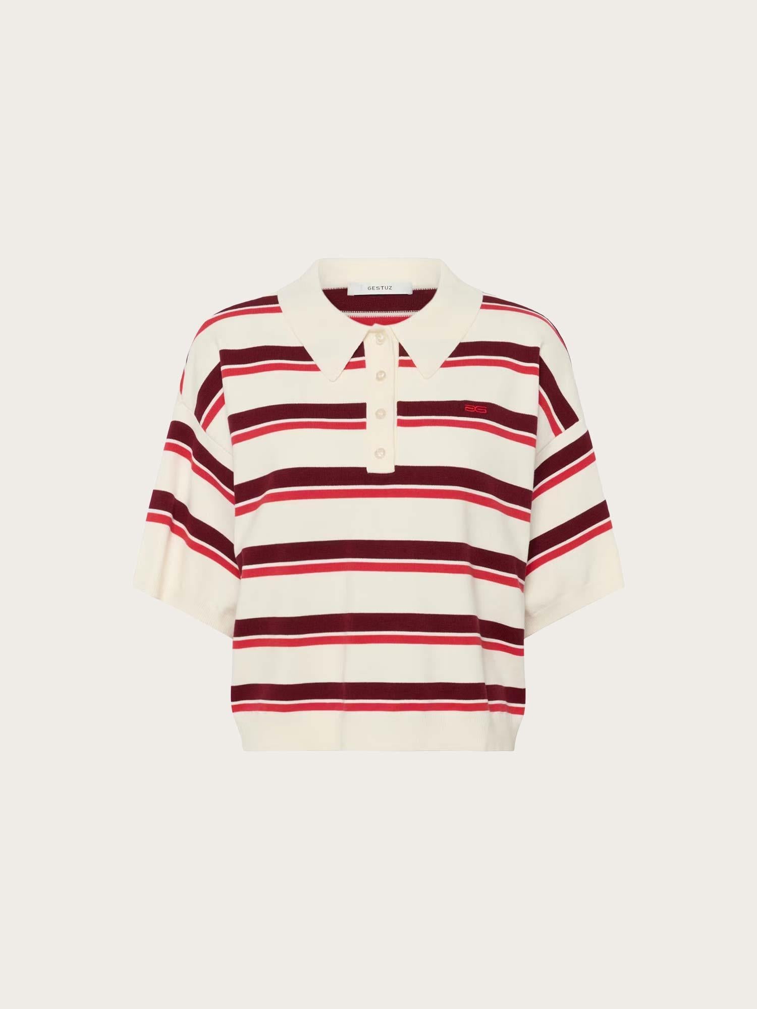 Taia SS Pullover - Egret/Cabernet/Pink