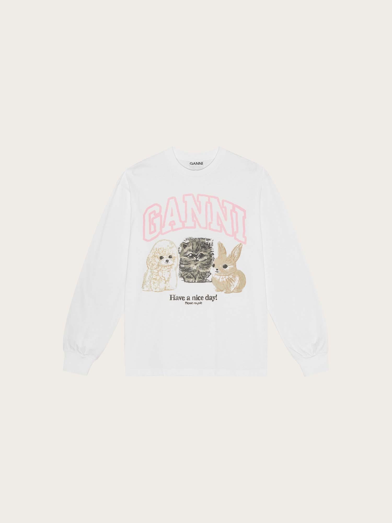 Re-cut Heavy Jersey Animals Long Sleeve - Bright White