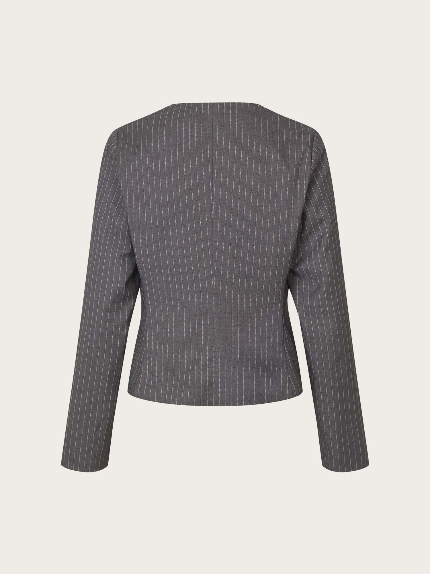 Encroydon LS Top - Grey/White Pinstriped