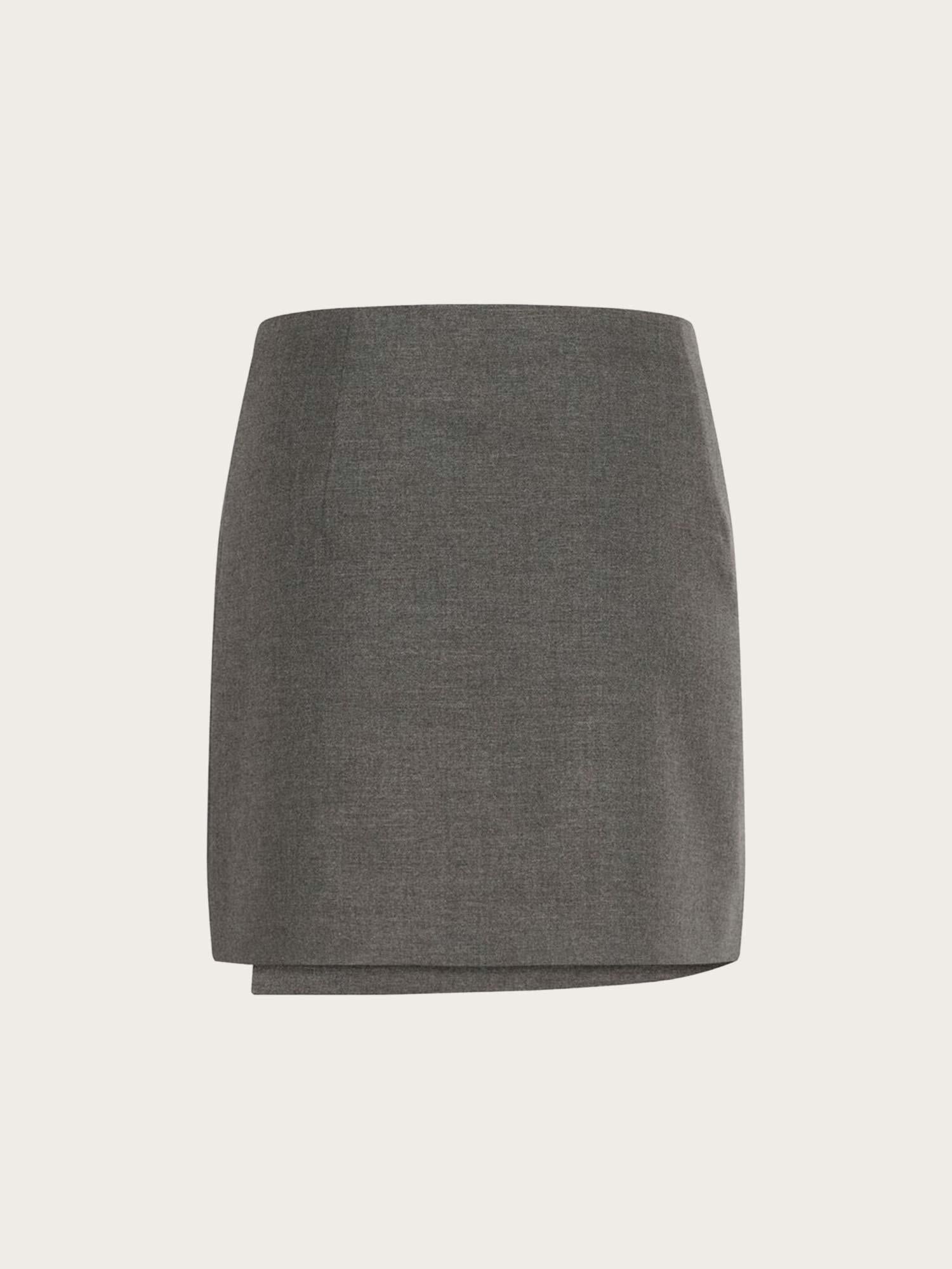 Paula mw Wrap Skirt - Dark Grey Melange