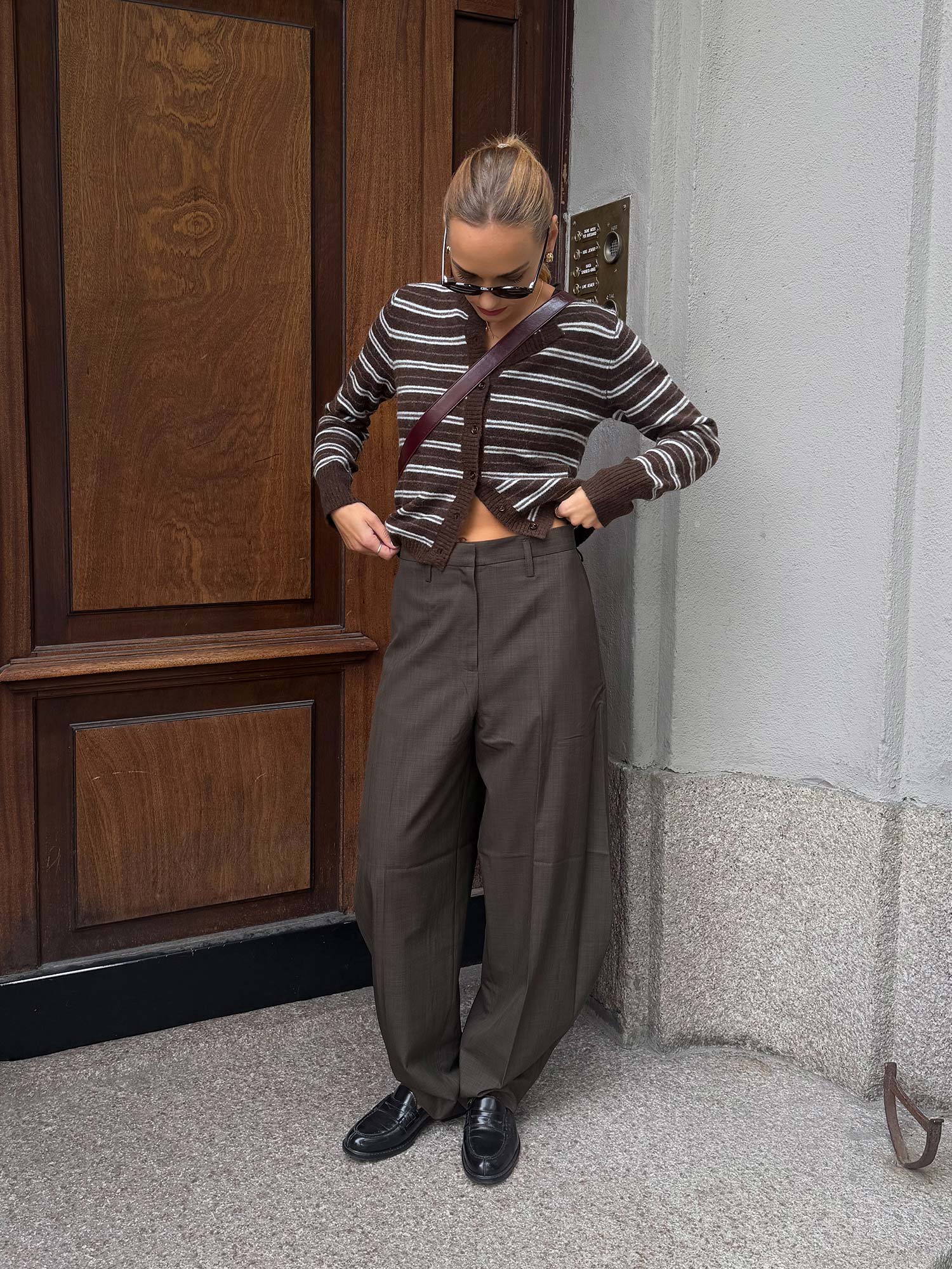 Enada LS Cardigan ST - Pine Stripe