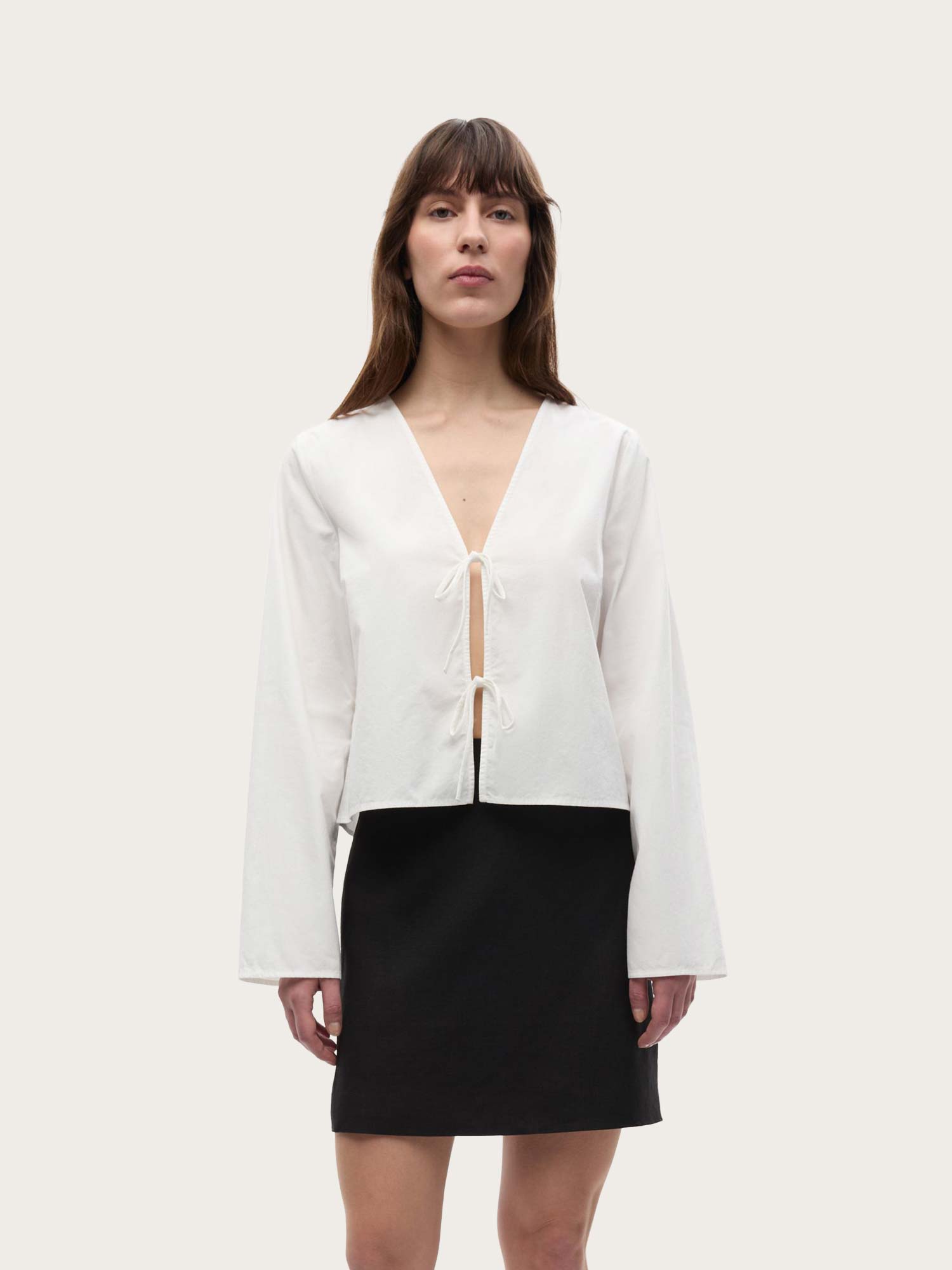 Encarola LS Tie Shirt - Bright White