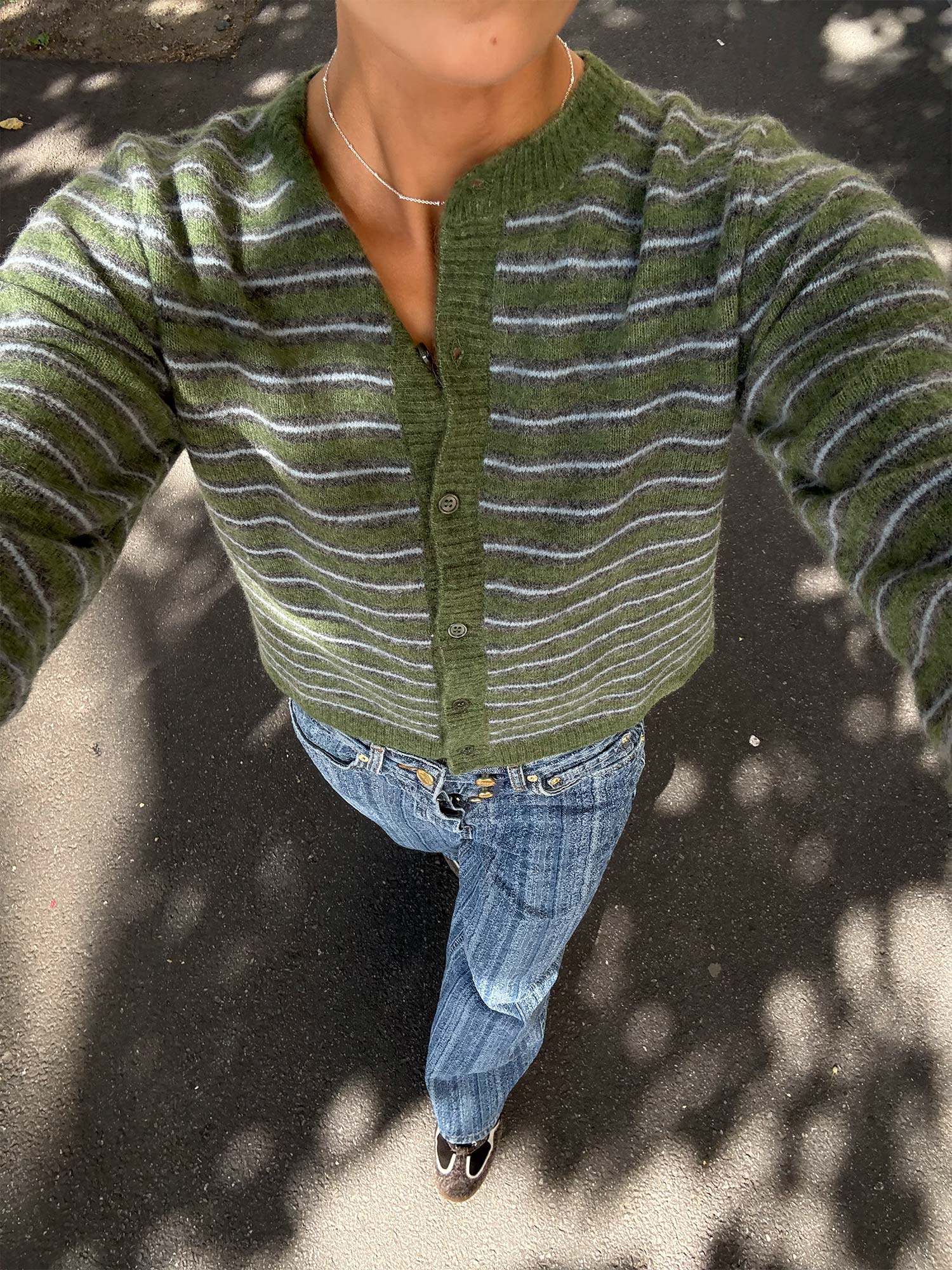 Enada ls Cardigan st - Chive Stripe