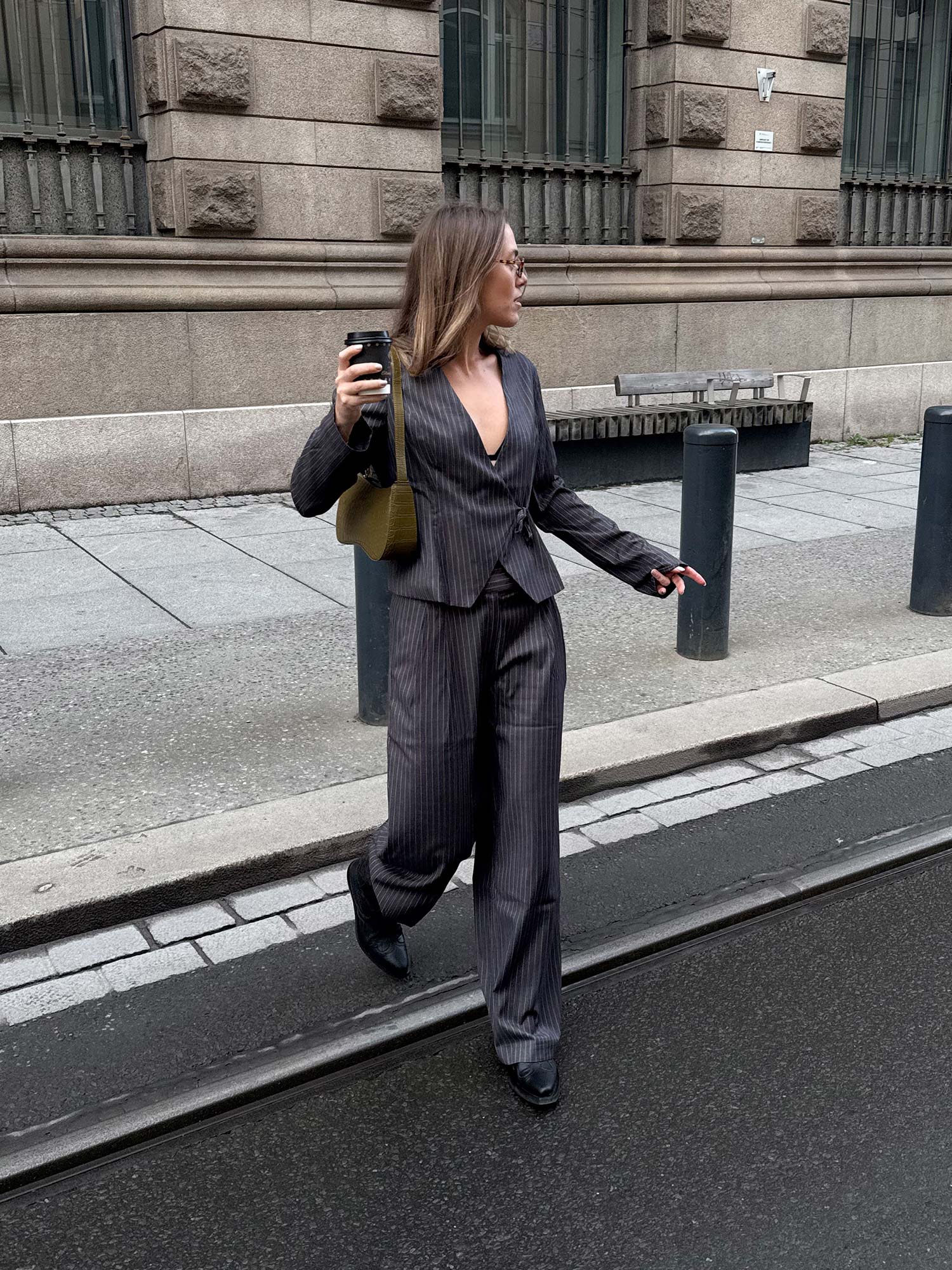 Enwilla Pants - Grey/White Pinstriped