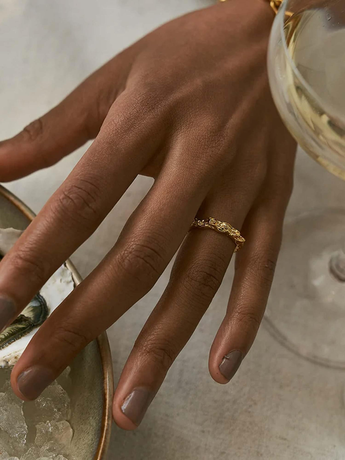 Structured Thin Ring - Gold