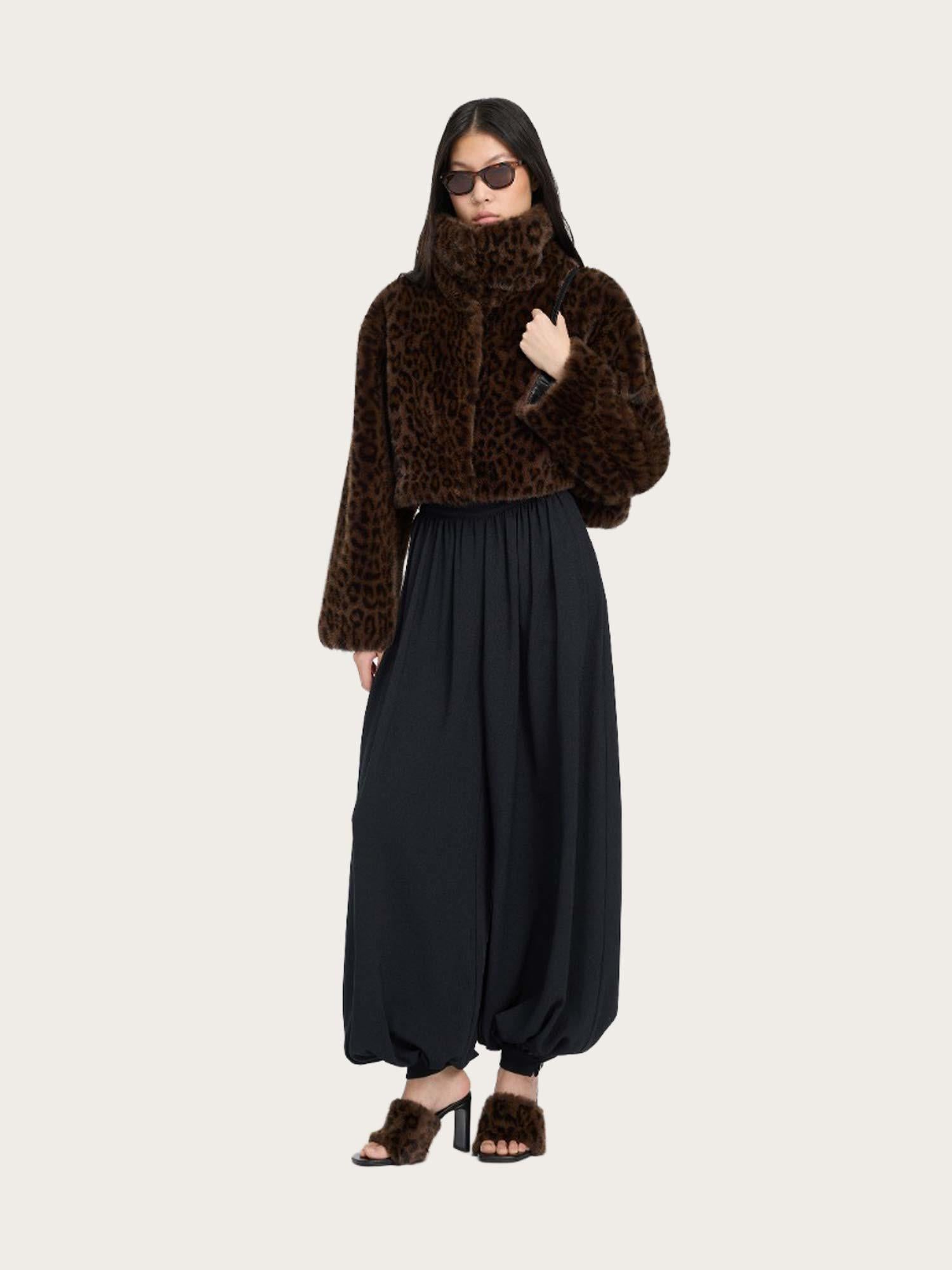 Faux Fur Crop Jacket - Desert palm comb.