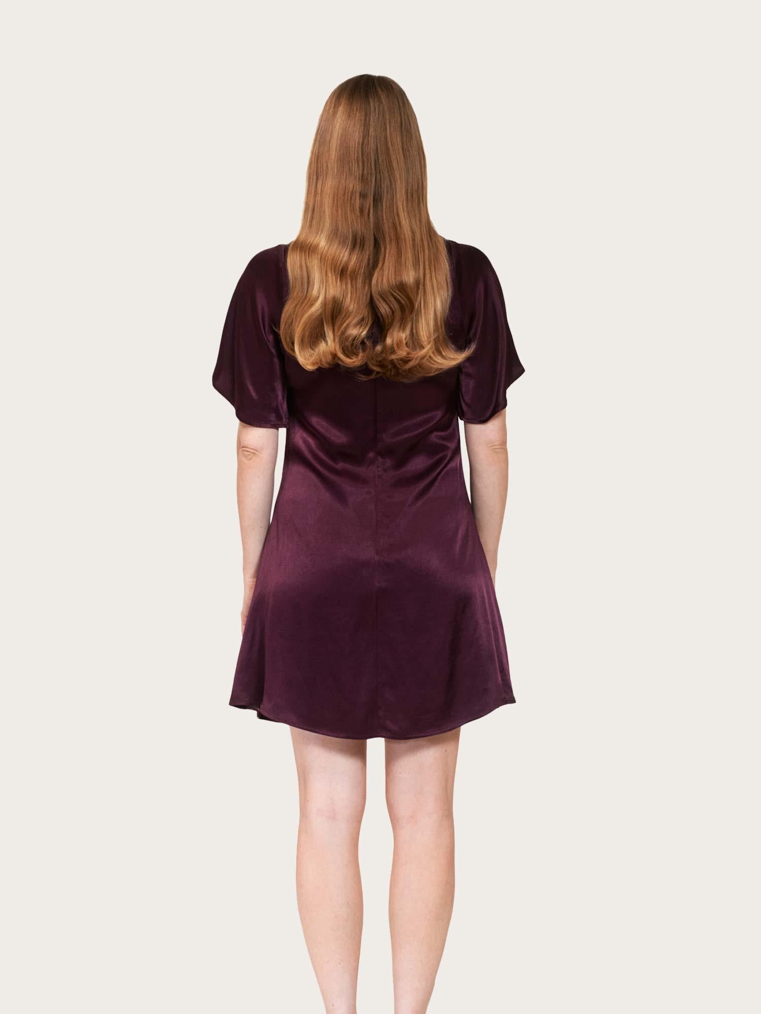 Lieben Satin Dress - Burgundy
