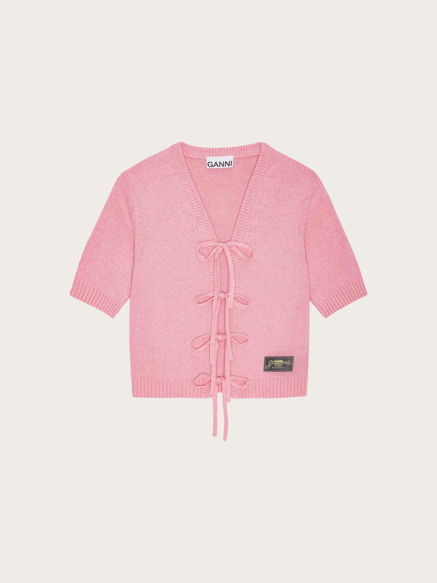 Future Wool Mix Short Sleeve Cardigan - Primerose Pink