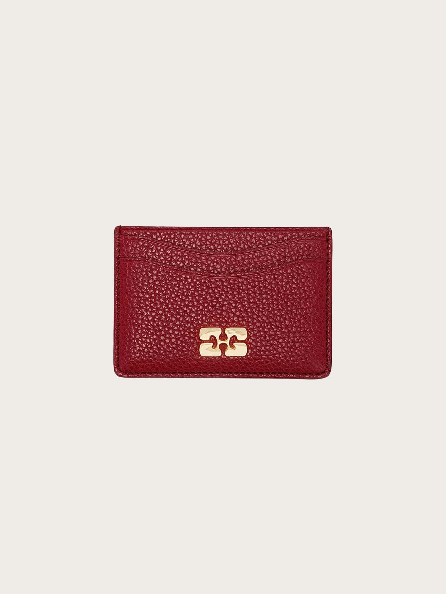 Card Holder Grained Gold - Red Dhalia