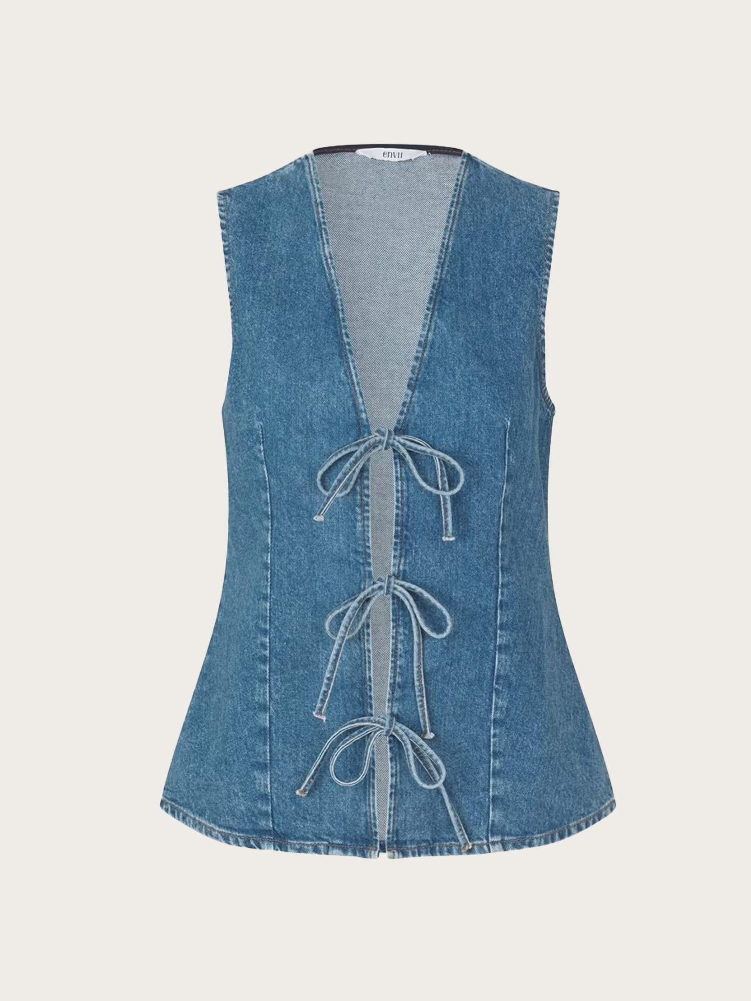 Enatenna Denim Vest - Worn Dark Blue
