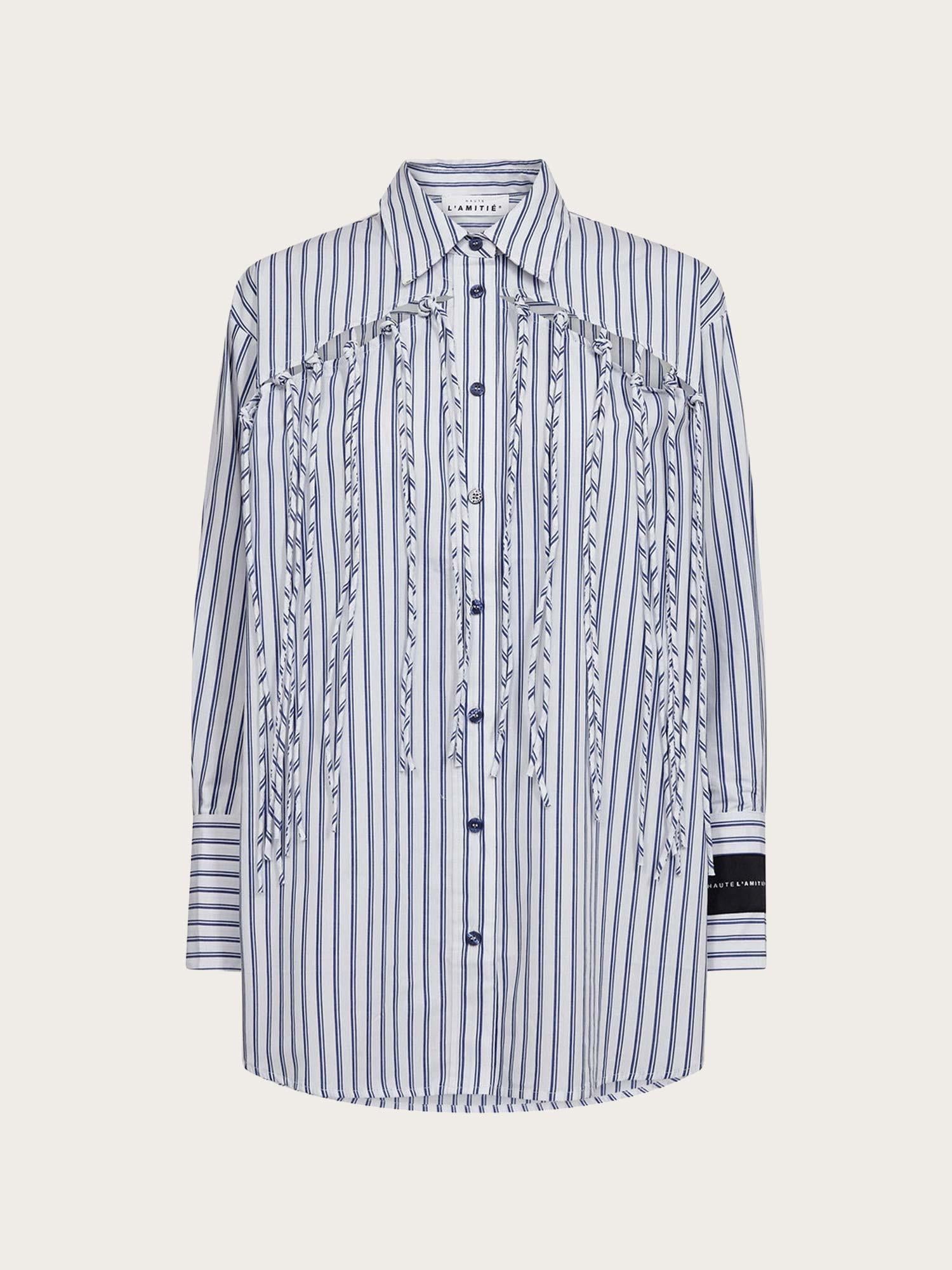 Striped Fringe Shirt - Blue/White Stripe