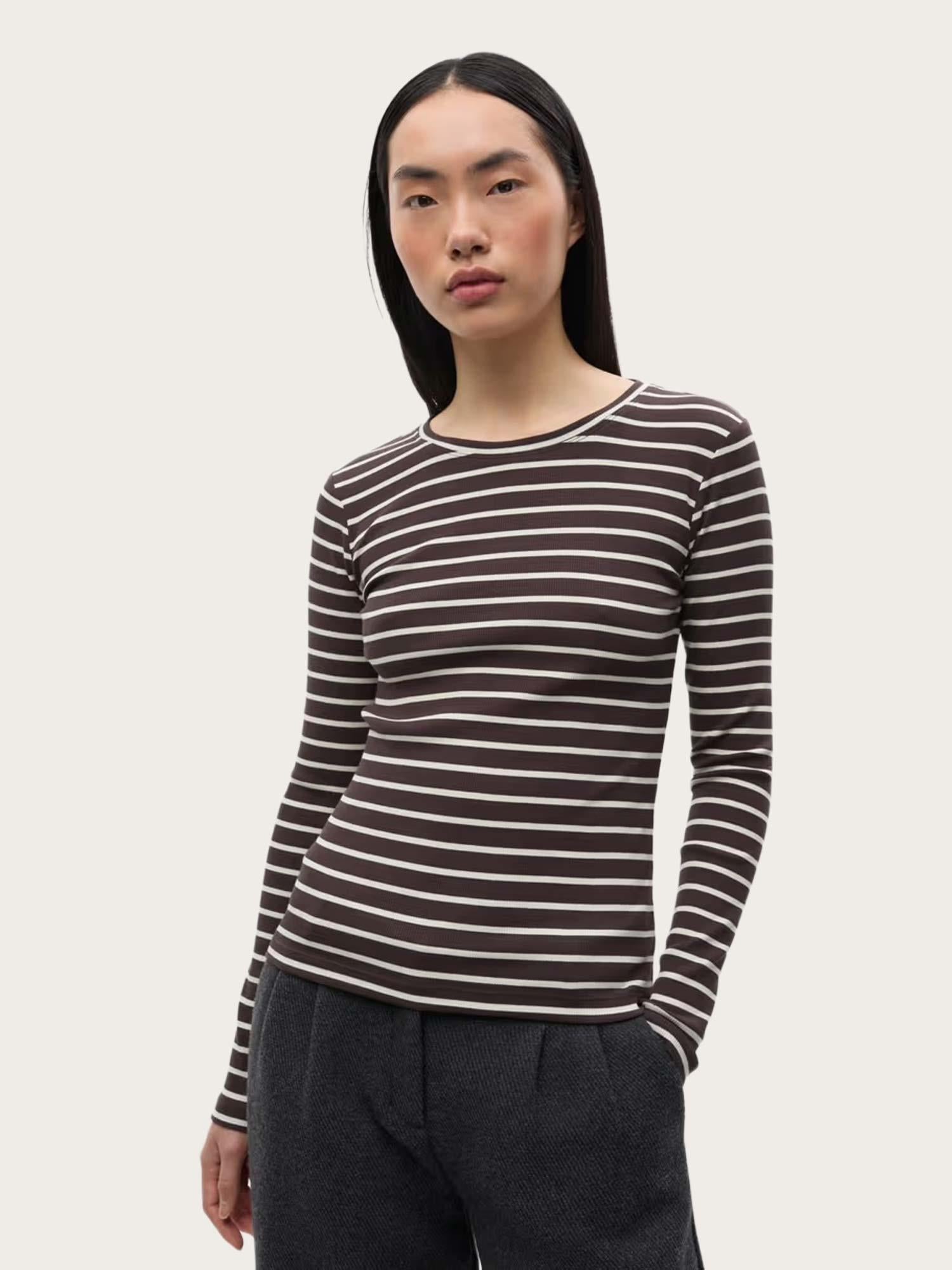 Enally LS O-N Tee St - Moonstruck/Chocolate