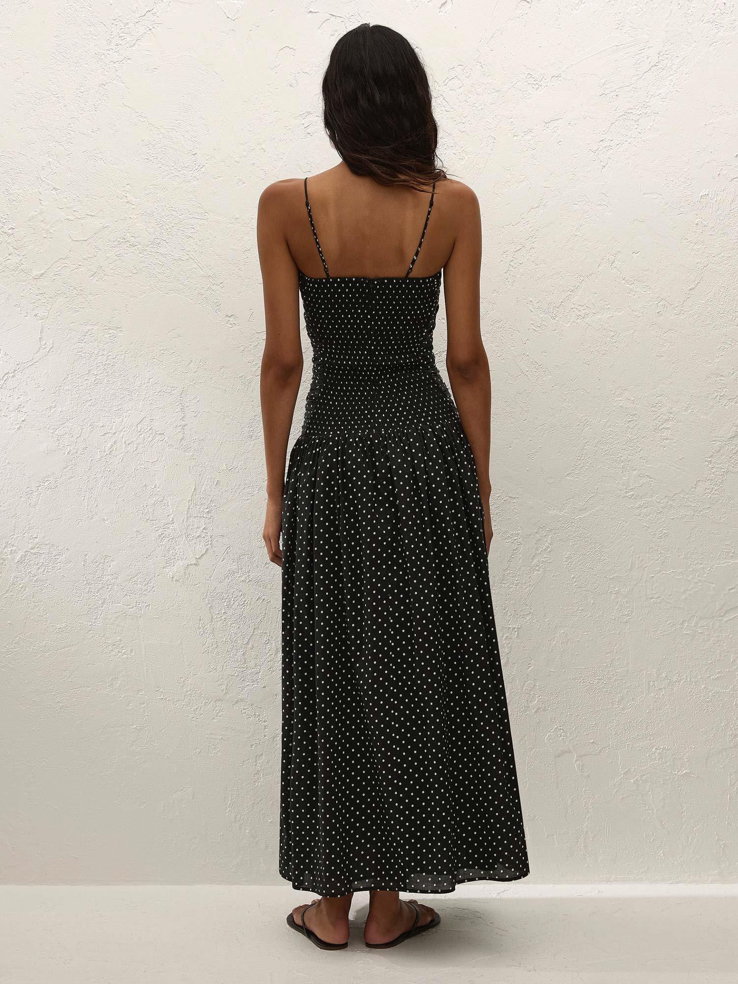 Mira Maxi Dress - Lola Polka Dot Black/Offwhite