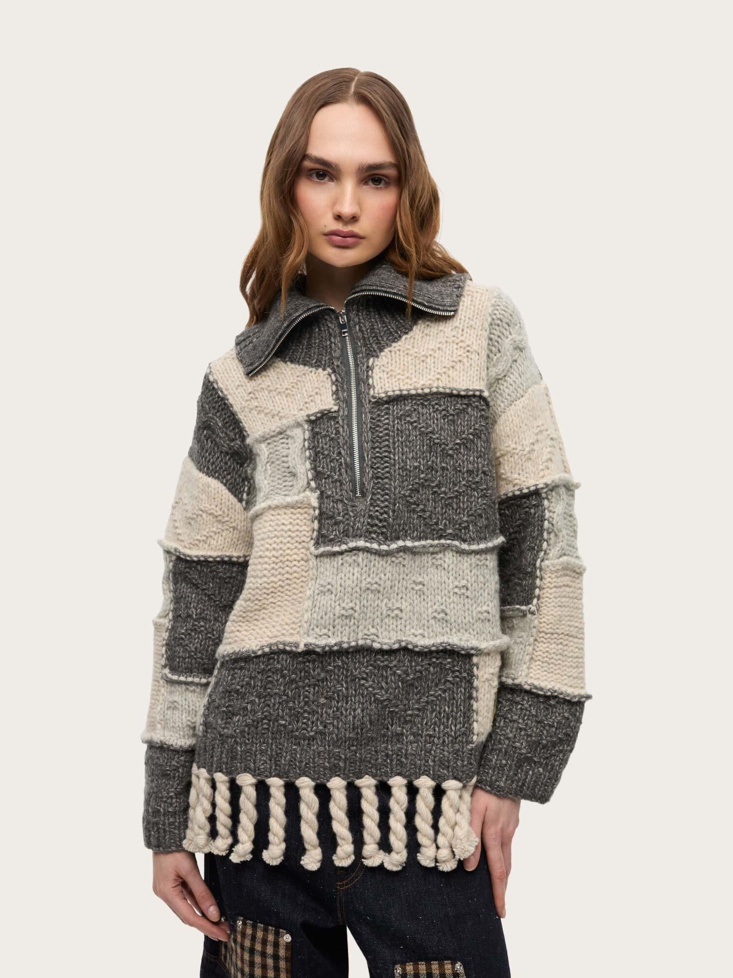 K2508 Wool Cotton Bubble Sweater - Multicolor