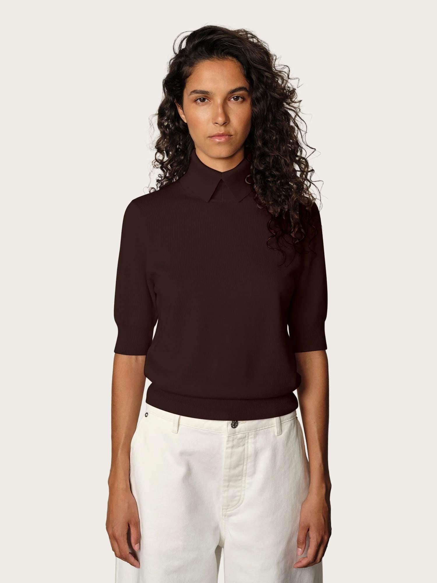 Perry Knit Blouse - Mahogany