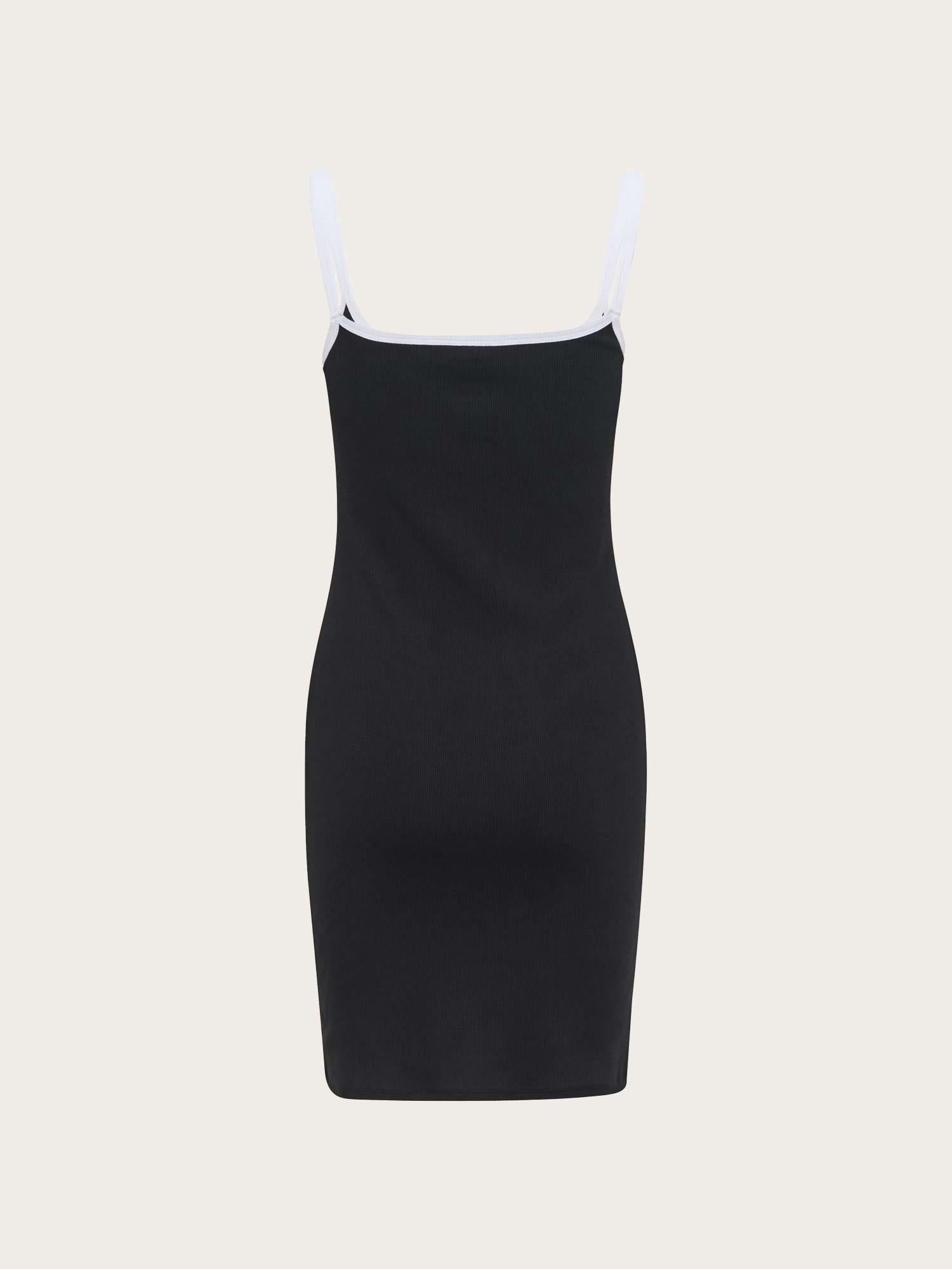 GZdrew Contrast Logo Strap Dress - Black