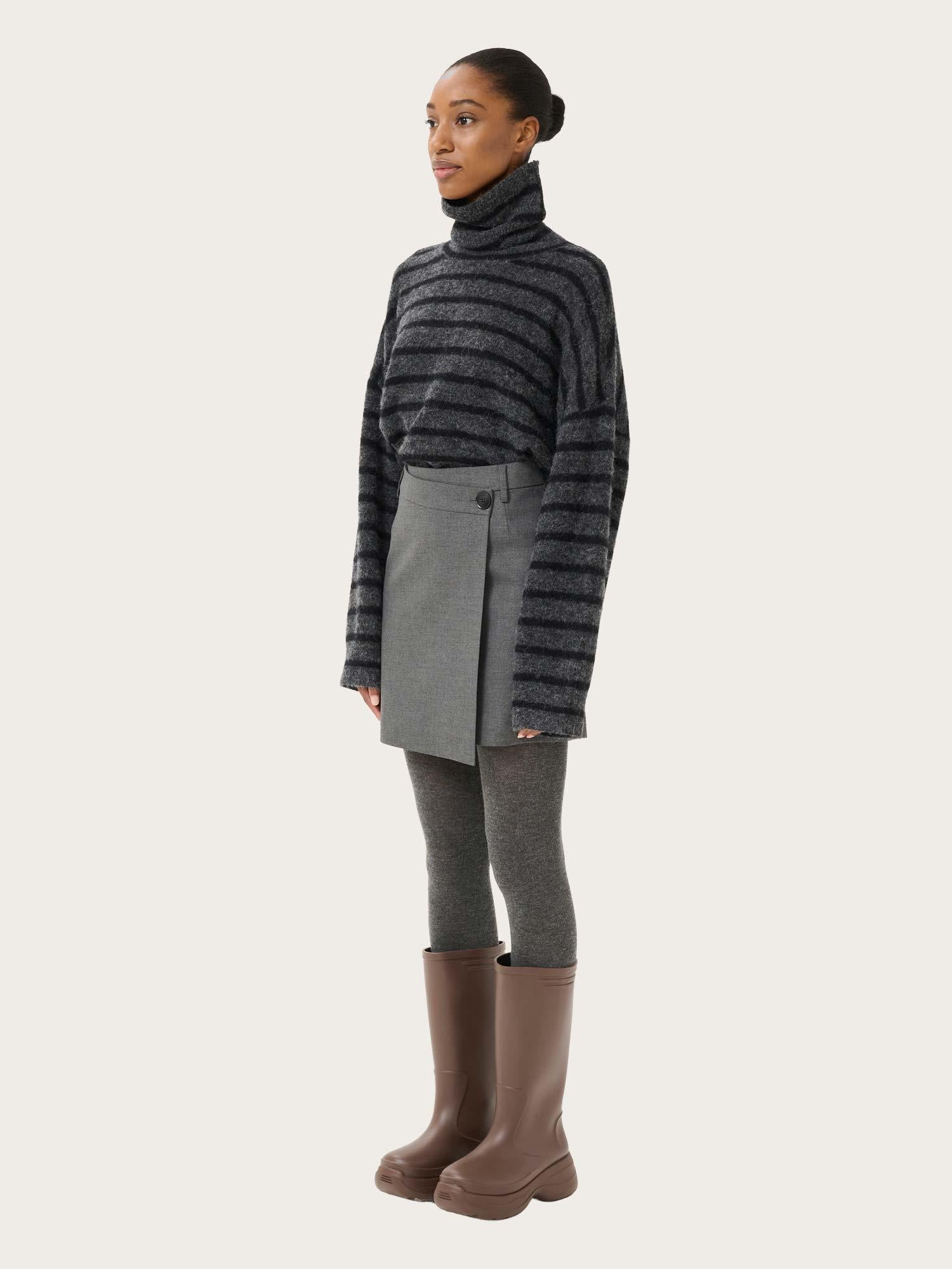 Paula mw Wrap Skirt - Dark Grey Melange