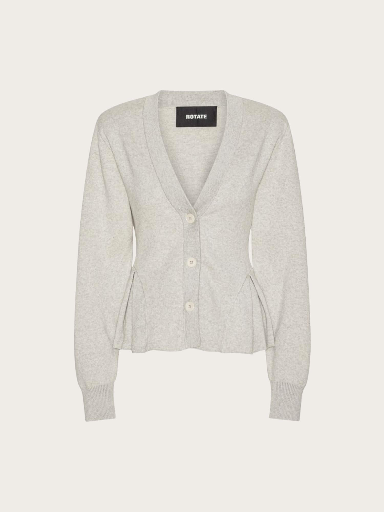 Peplum Knit Cardigan - Pumice Stone