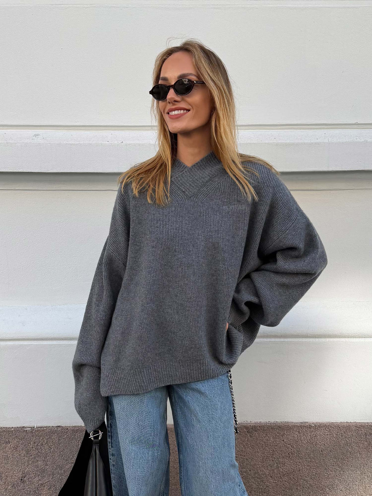 Frame Oversized Sweater - Gray Camo
