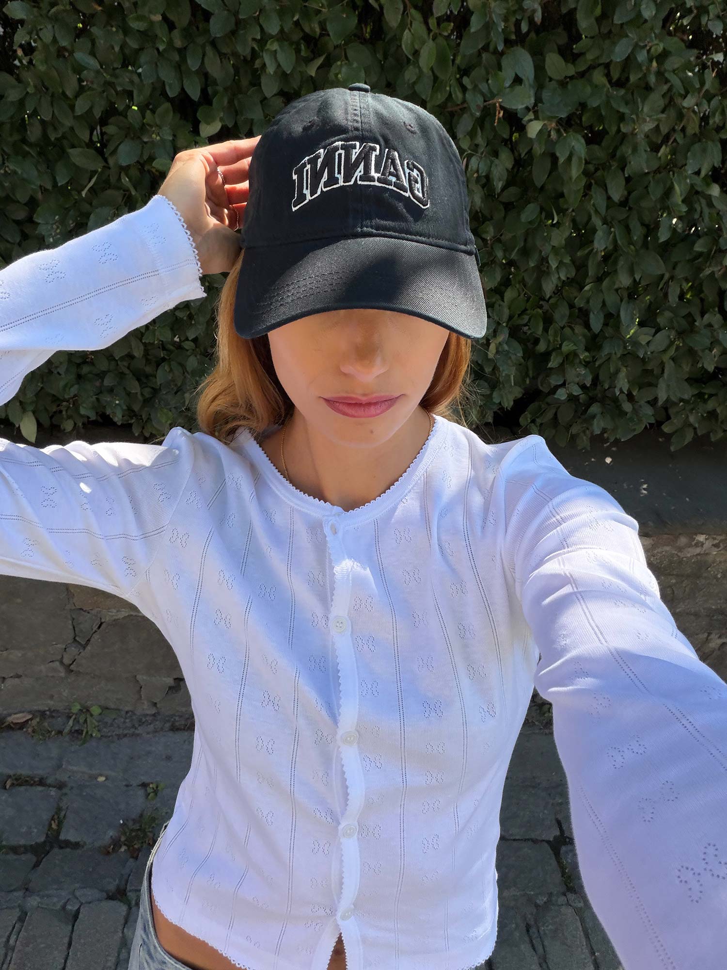 Washed Cotton Canvas Cap Emb - Black