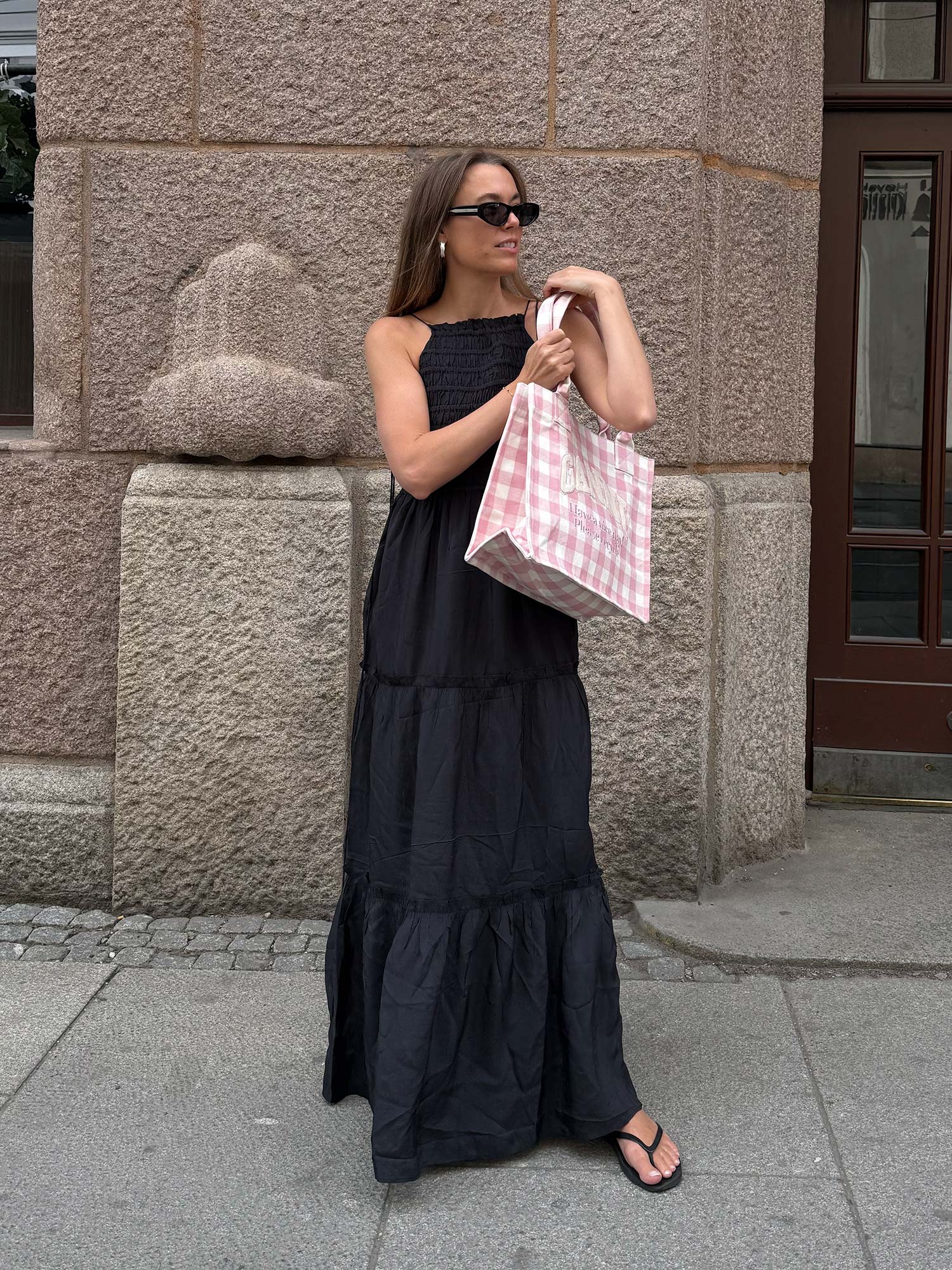 Viscose Habotai Maxi Smock Slip Dress - Phantom