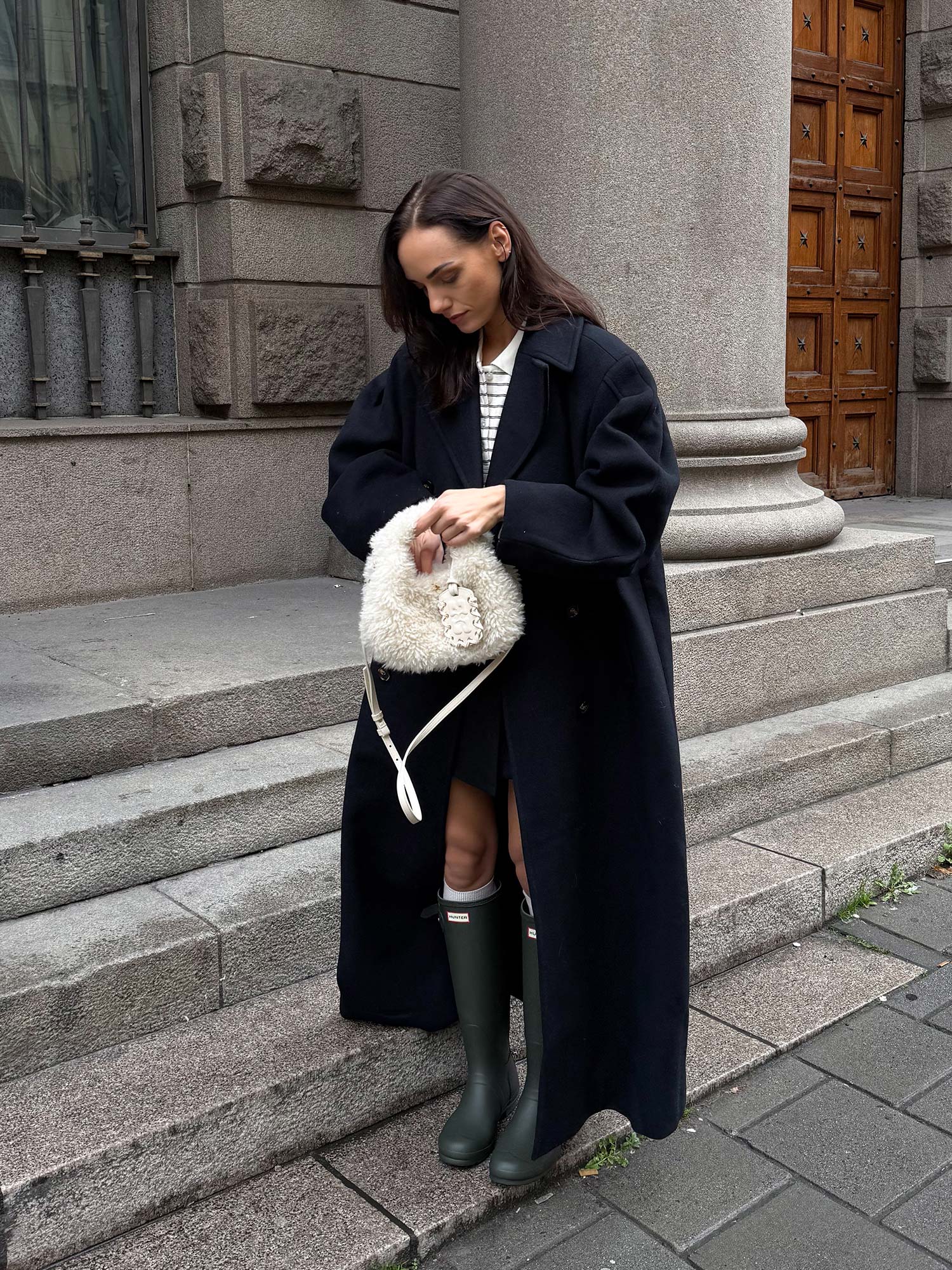 Peacoat Wool Long Coat - Sky Captain