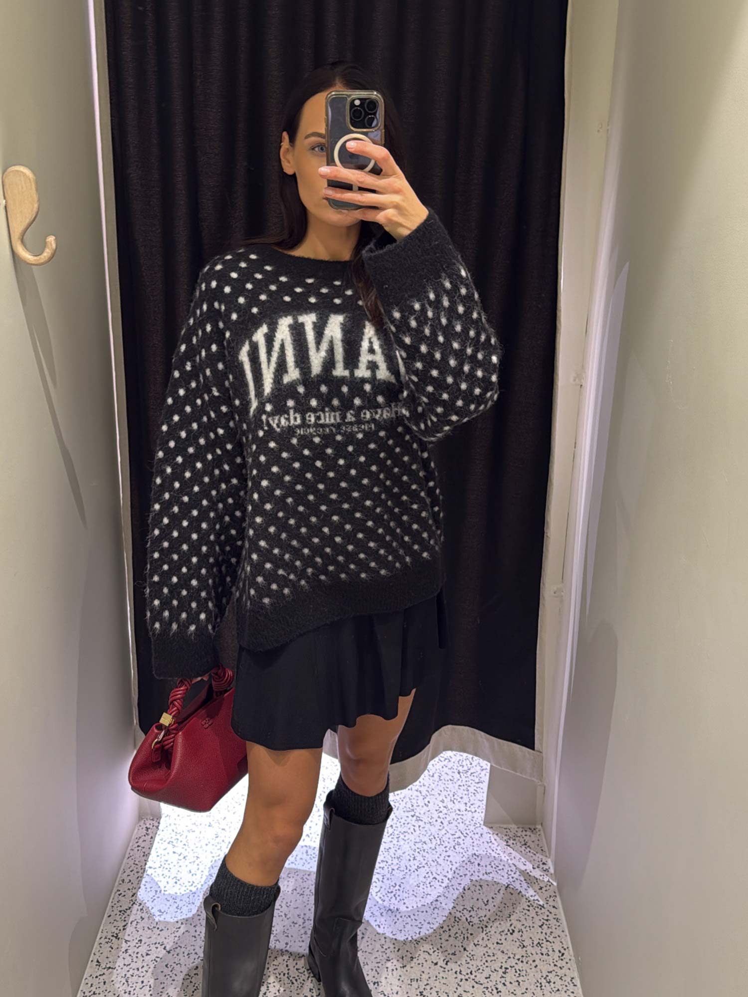 Heavy Brushed Alpaca Oversized Sweater - Black