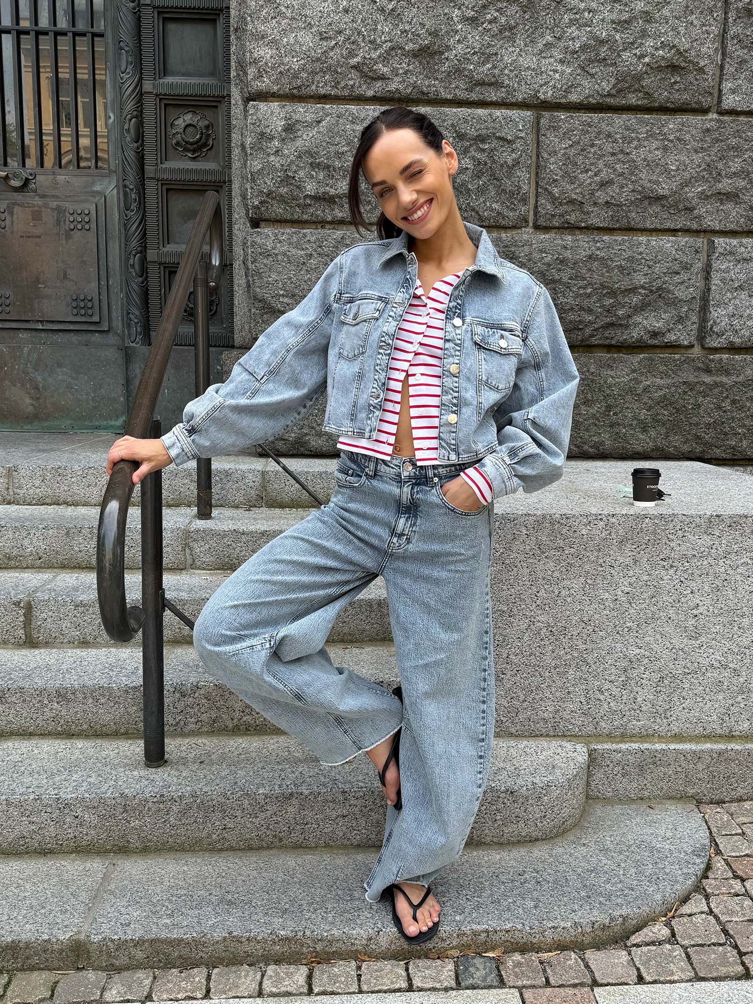 Dea Cropped Jacket - Light Blue Denim