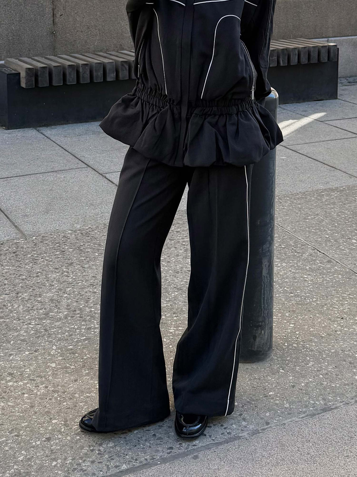 Alezia HW Pants - Grey Herringbone