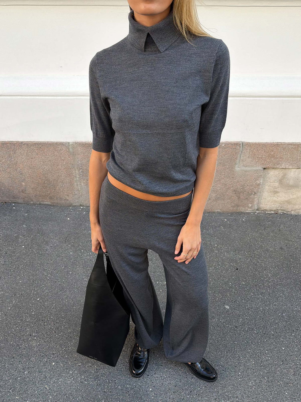 Perry Knit Blouse - Dark Grey