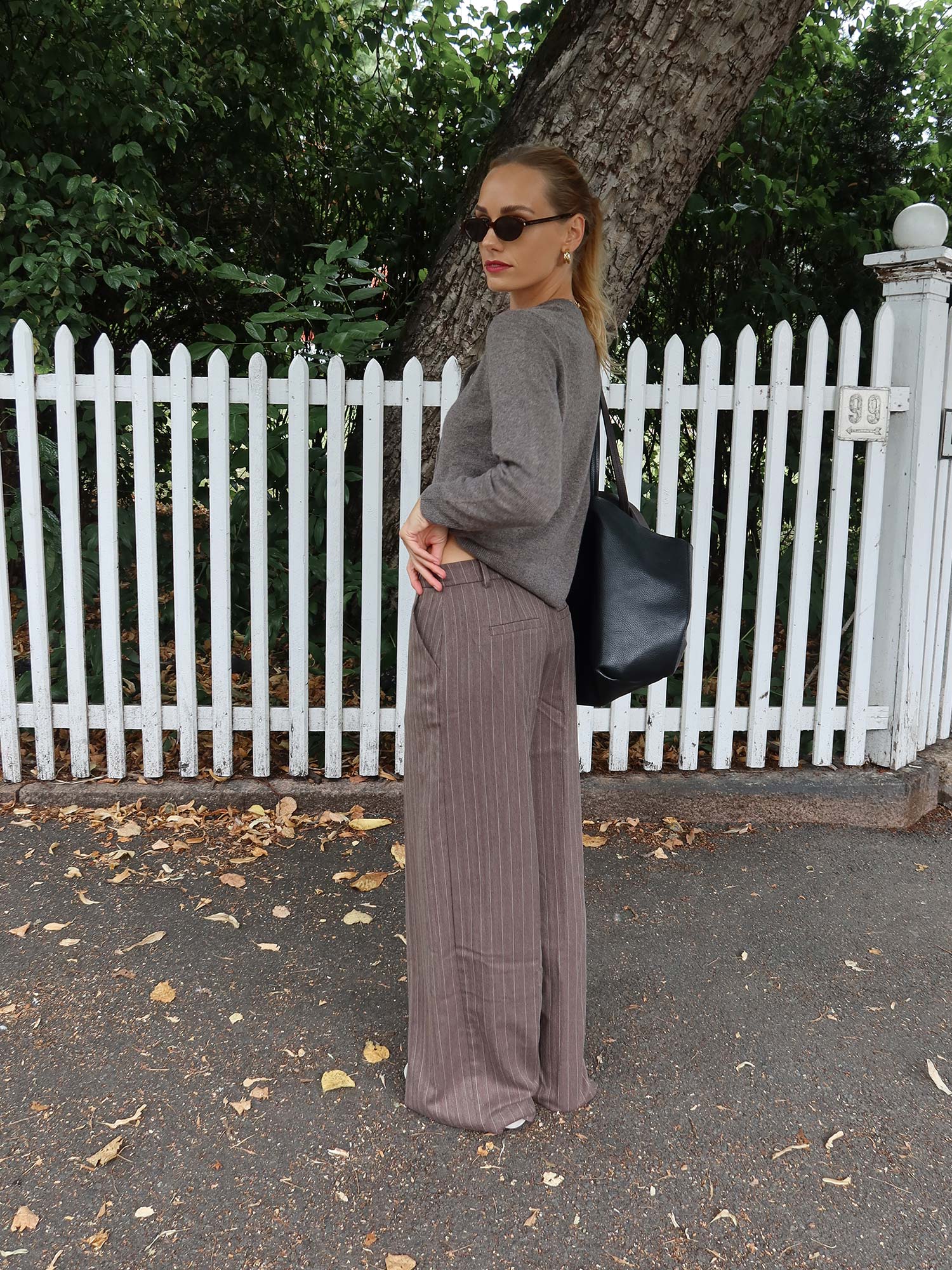 Reign Tailored Structured Pants - Mole Stripe