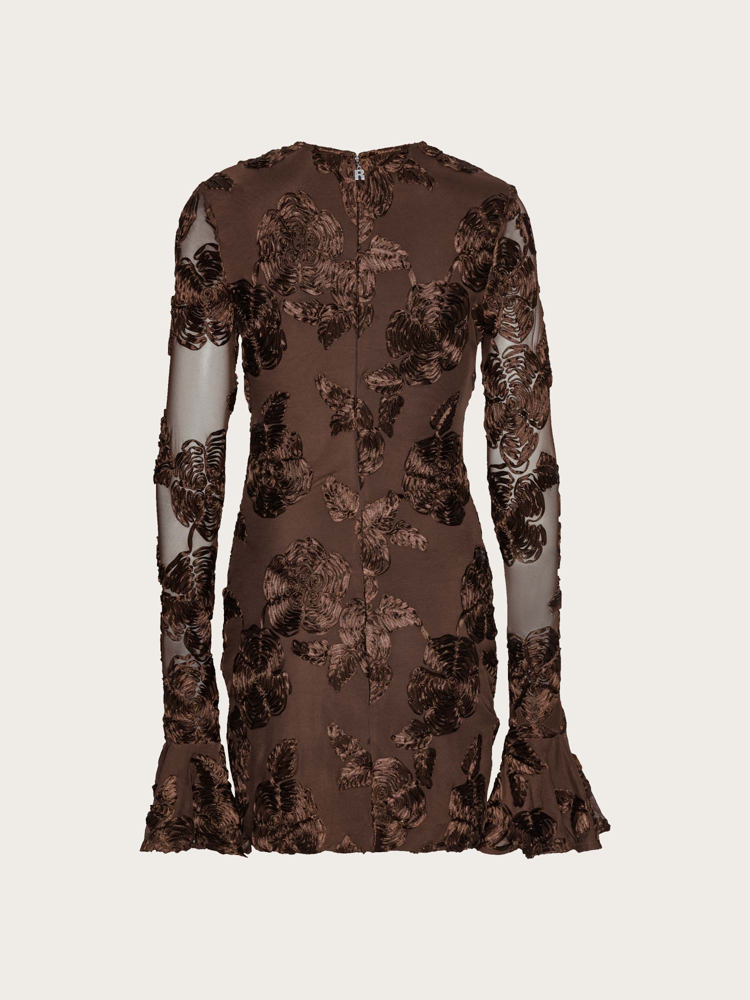 Flower Mesh Mini Dress - Chicory Coffee