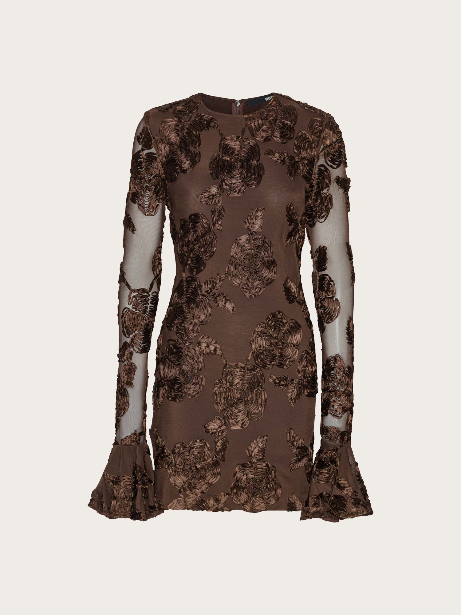 Flower Mesh Mini Dress - Chicory Coffee