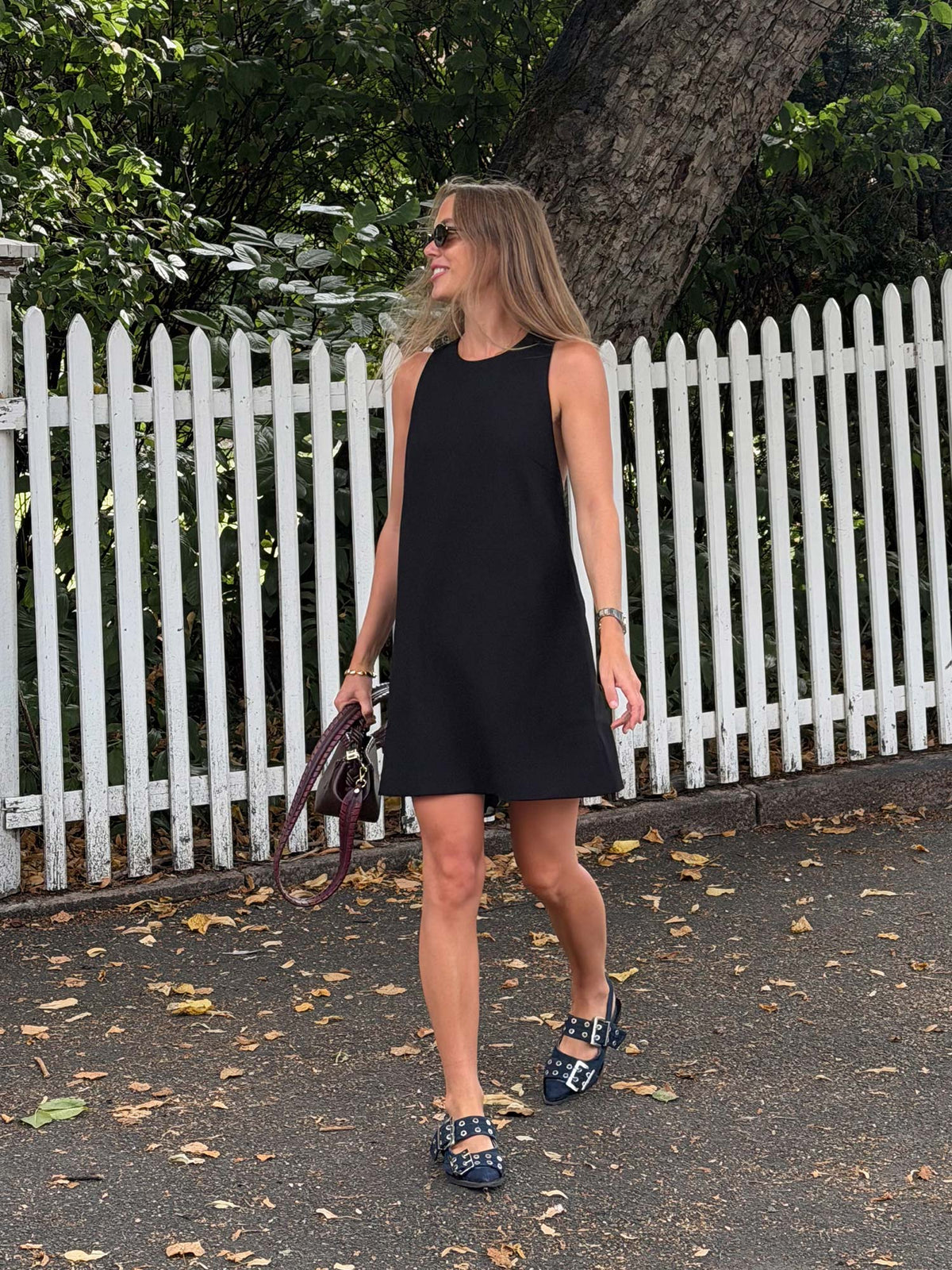 Crepe Mini A-Line Dress - Black