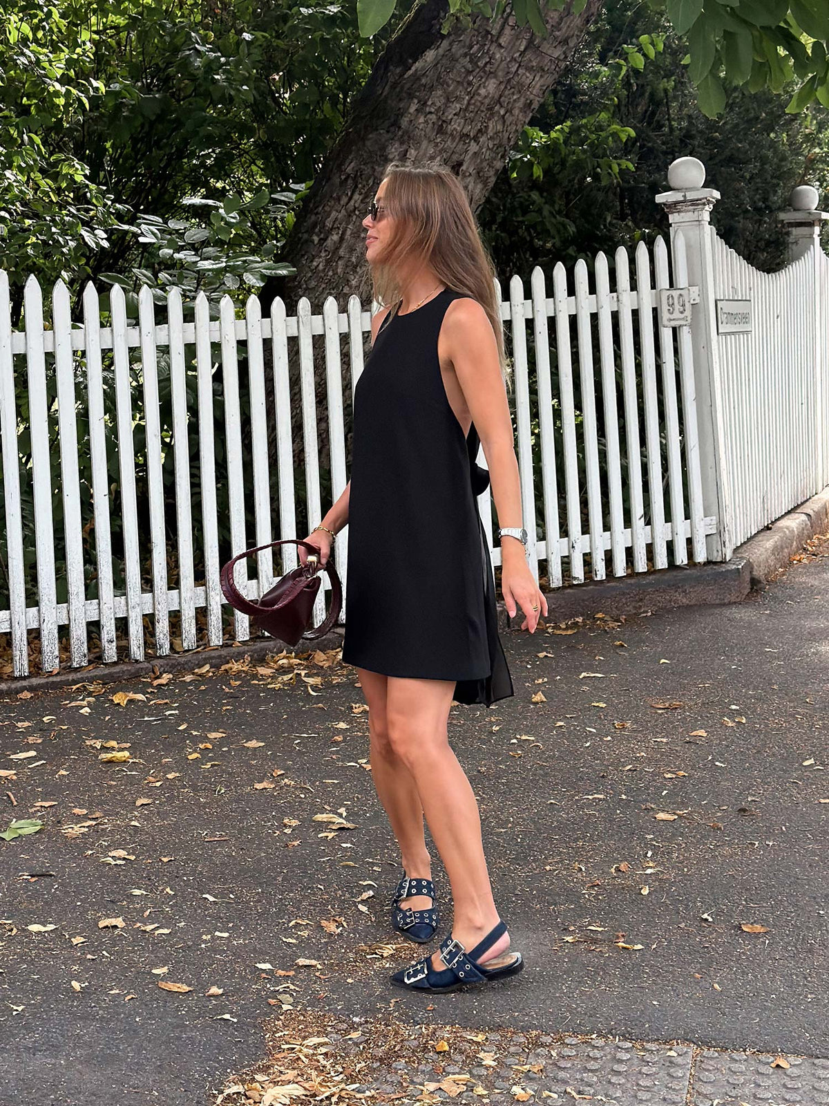 Crepe Mini A-Line Dress - Black
